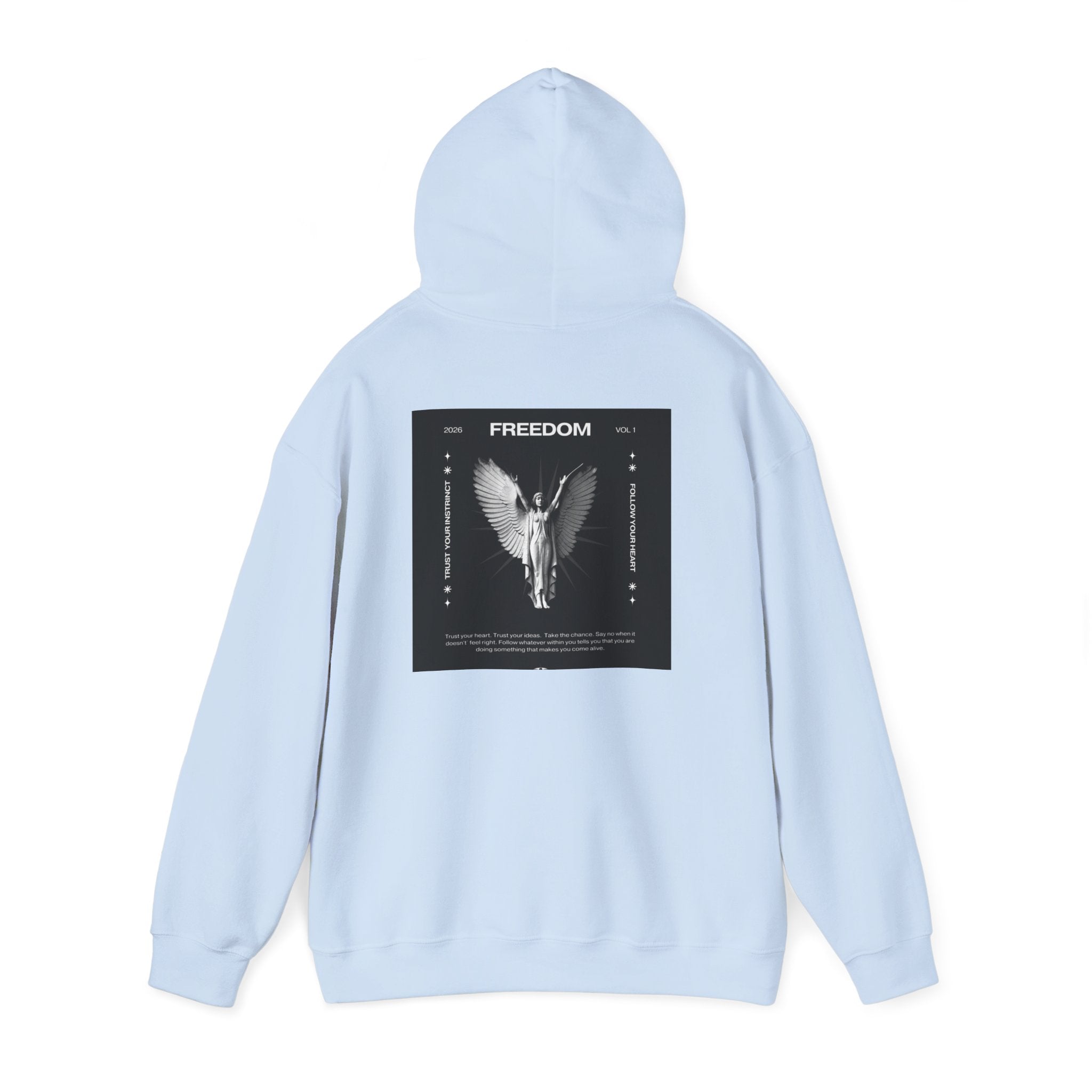Freedom Angel Hoodie — Gothic Black & White Angel Wings Sweatshirt