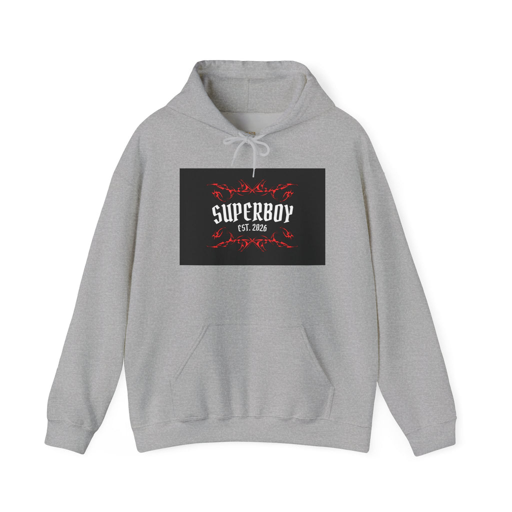 Superboy Hoodie — Vintage Crest 'Superboy Est. 2026' Graphic Pullover