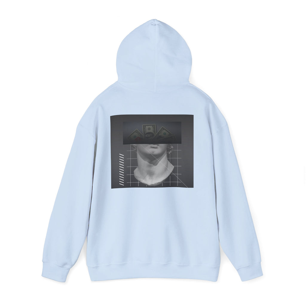 Graphic Hoodie — Black & White Glitch Portrait Hoodie