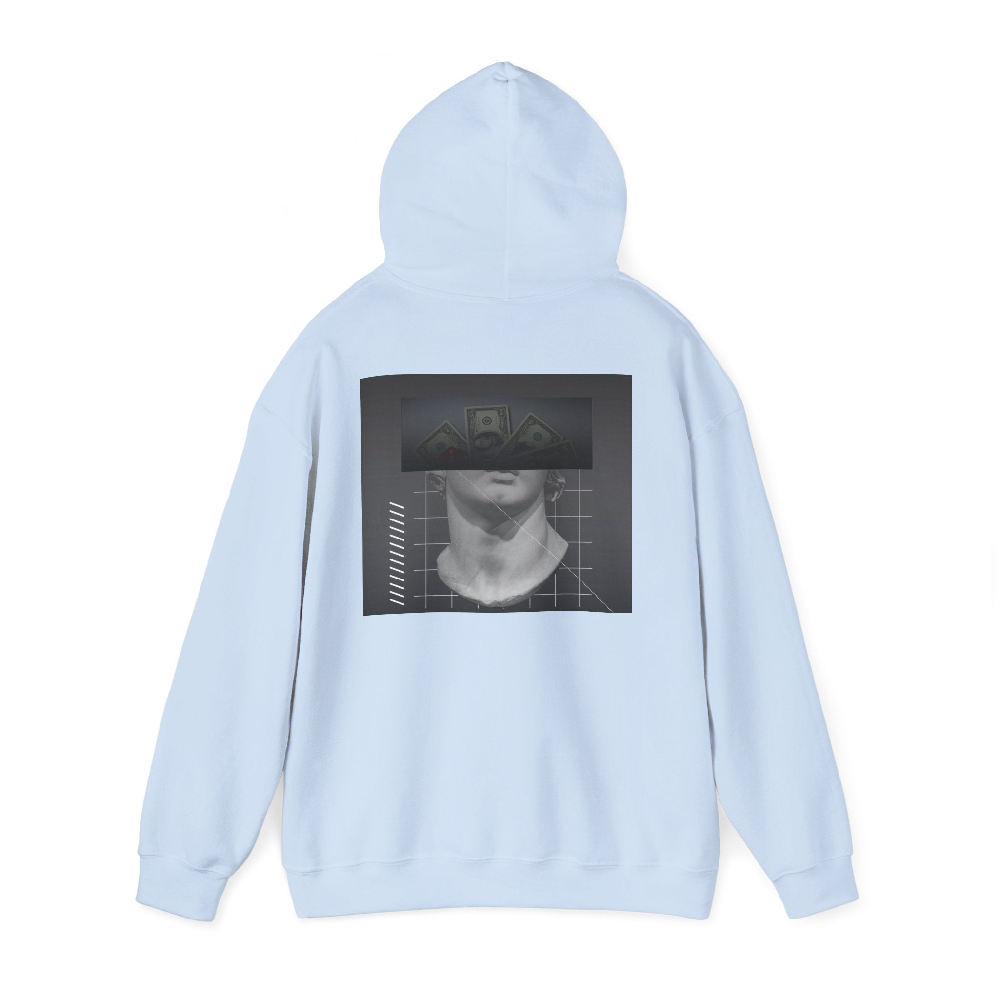 Graphic Hoodie — Black & White Glitch Portrait Hoodie