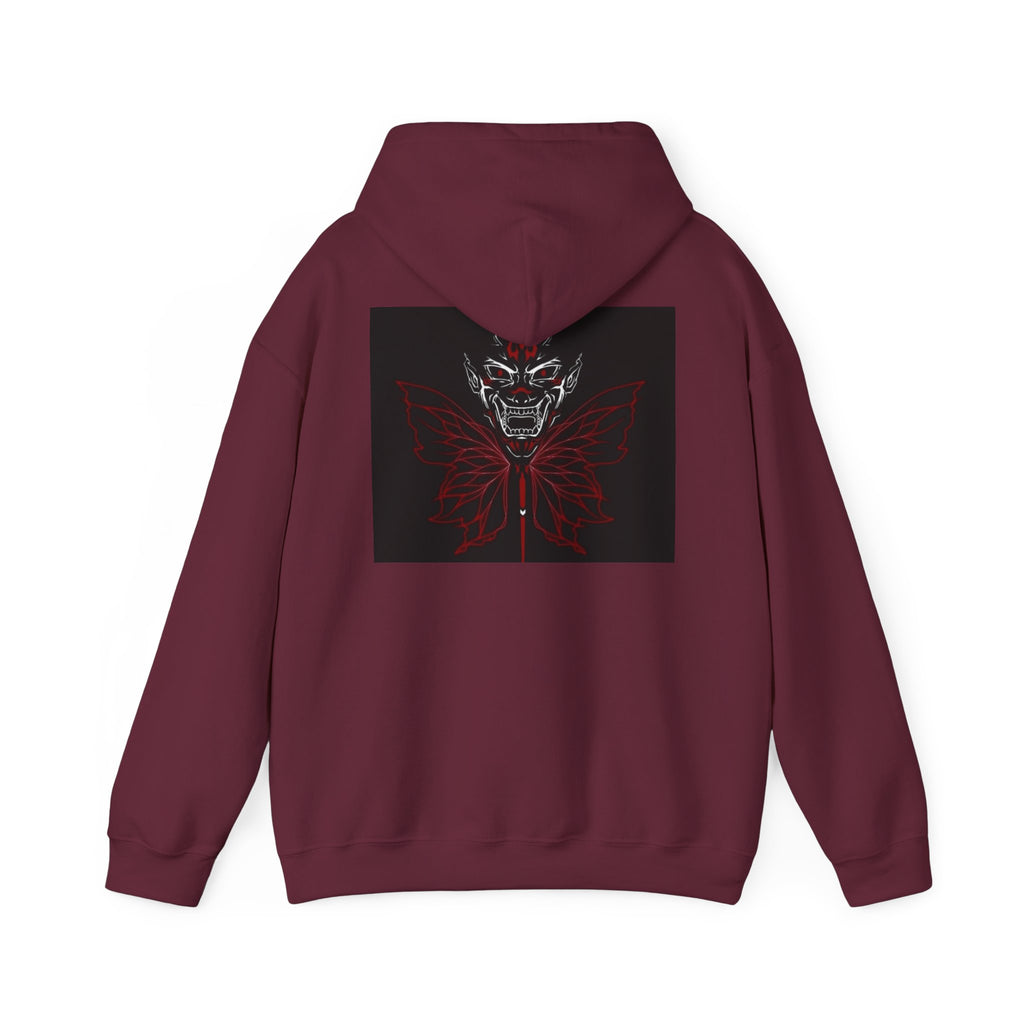 Demonic Butterfly Hoodie - Dark Gothic Skull Winged Design