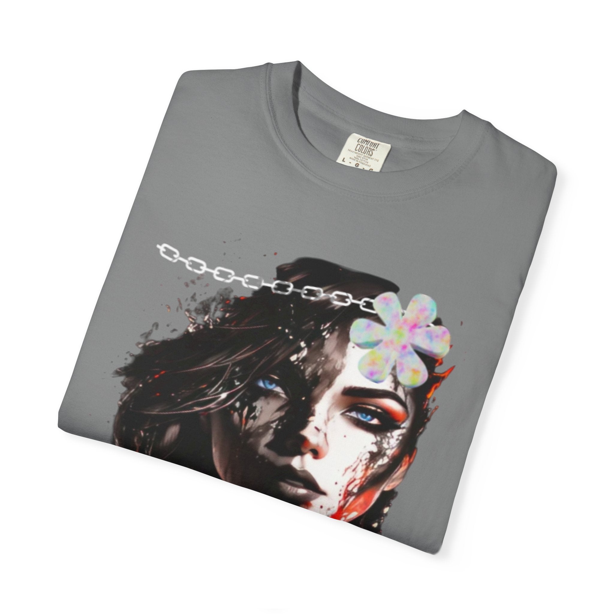 Artistic Femme Portrait T-Shirt — Watercolor Floral Face Graphic Tee