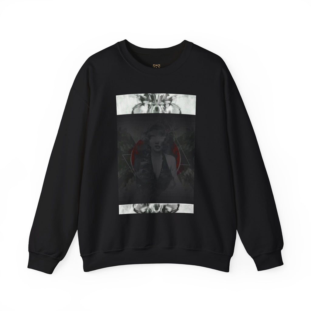 Crewneck Sweatshirt — Dark Abstract Chest Print with 'Legaciess' Gold Back Logo