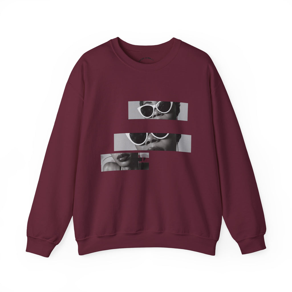 Sweat-shirt à col rond à motif lunettes de soleil rétro fragmentées 