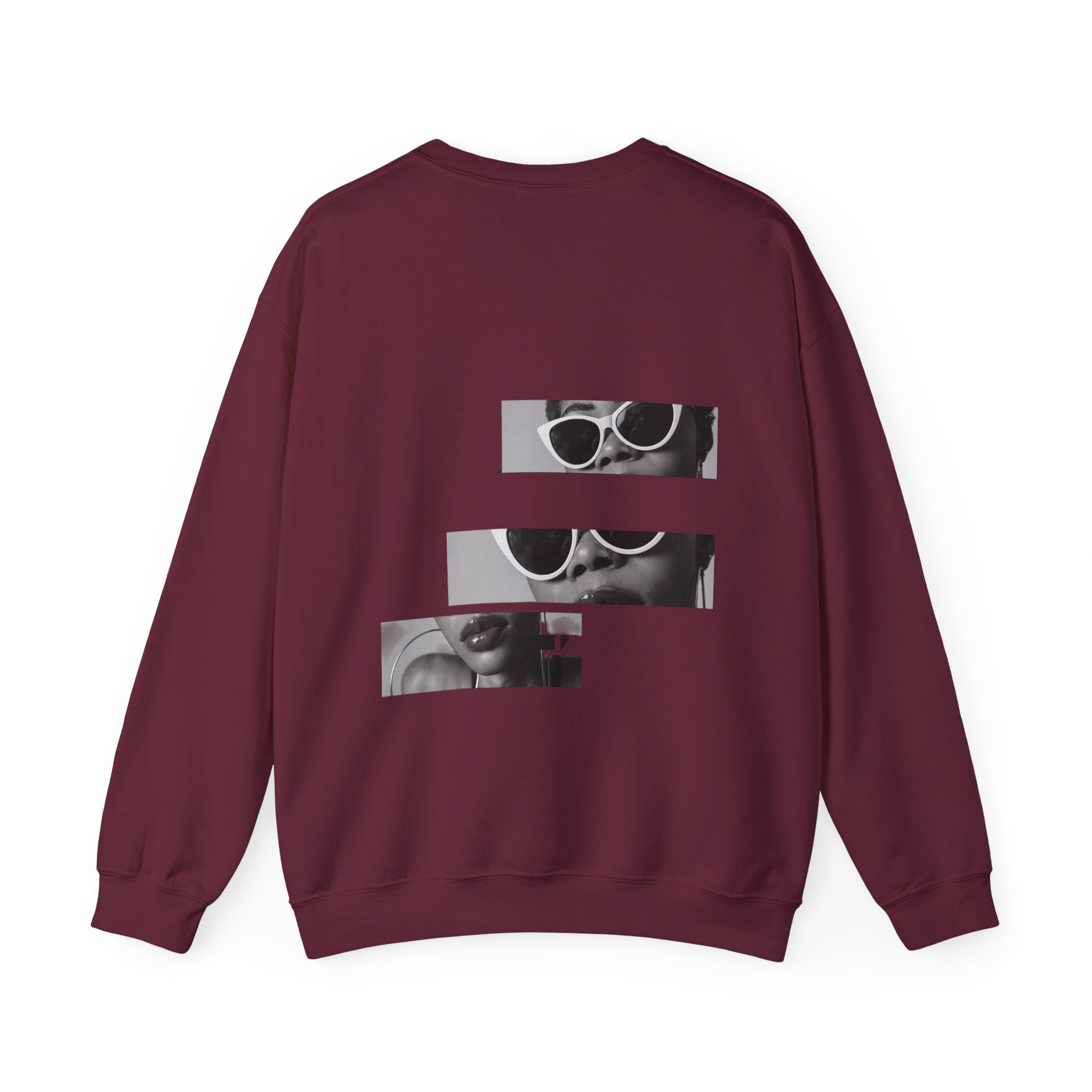 Sweat-shirt à col rond à motif lunettes de soleil rétro fragmentées 
