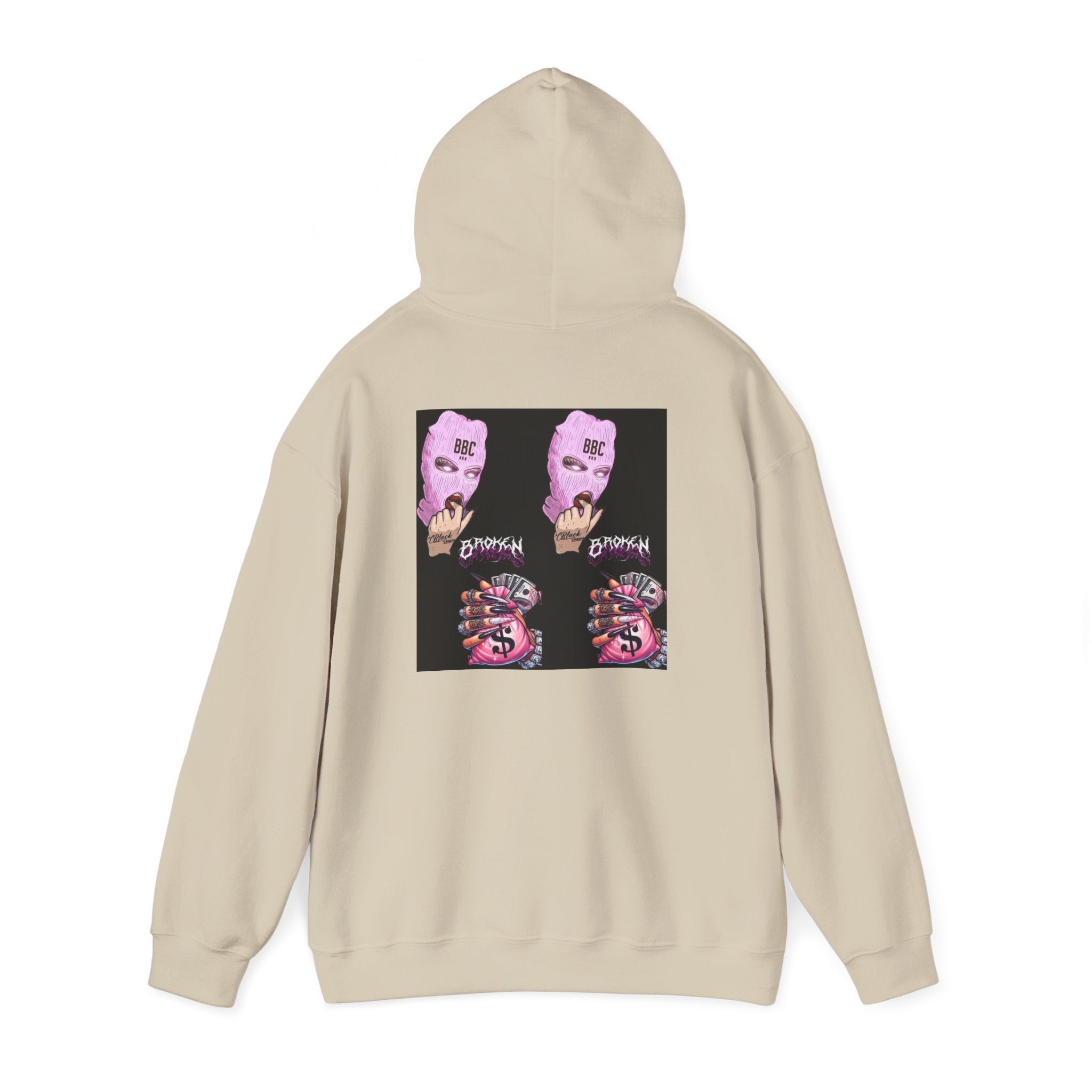 Horror Collage Hoodie — Spooky Pink Skull & Claw Graphic Sweatshirt