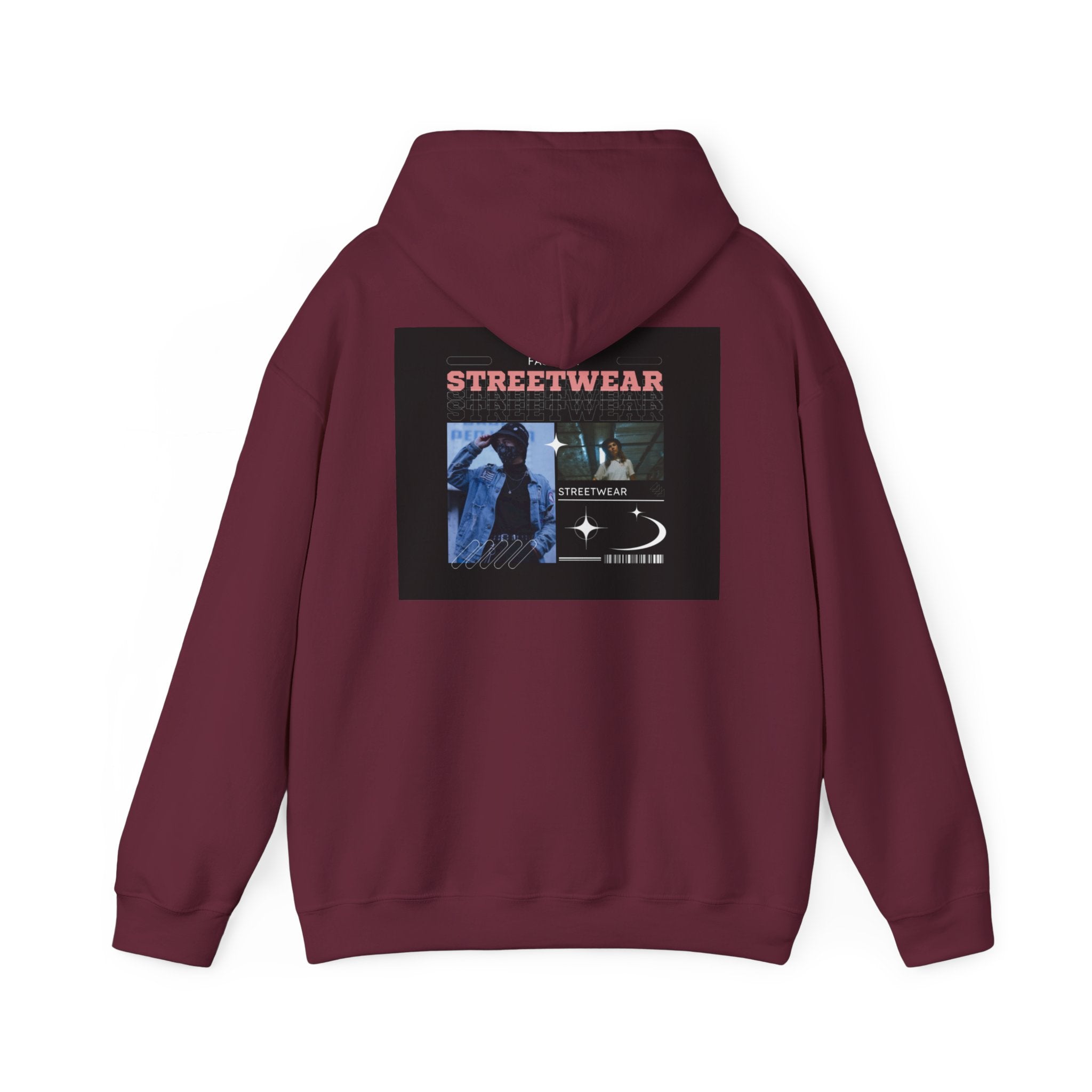 Streetwear Graphic Hoodie — Vintage Noir Collage "STREETWEAR" Design