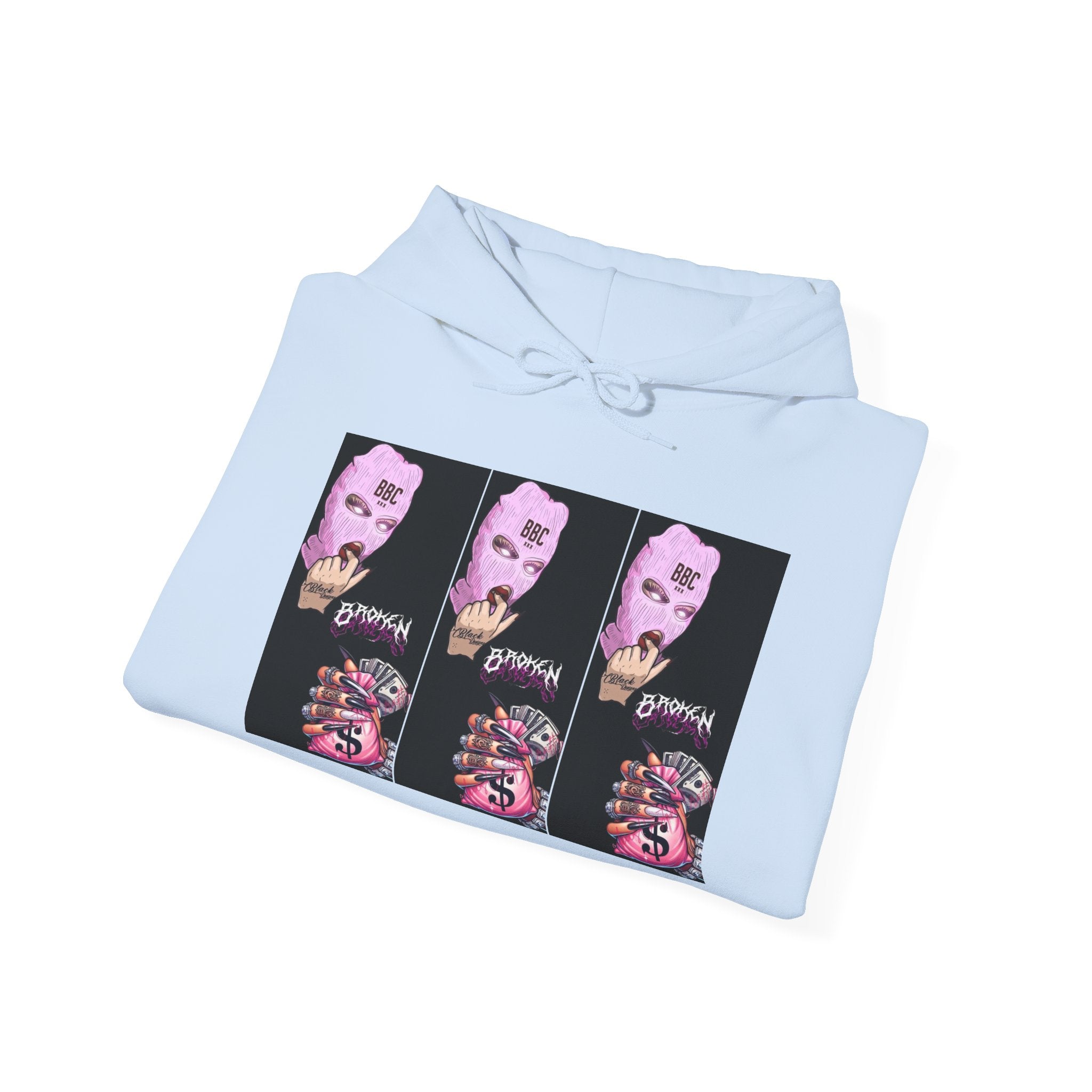 Horror Collage Hoodie — Spooky Pink Skull & Claw Graphic Sweatshirt