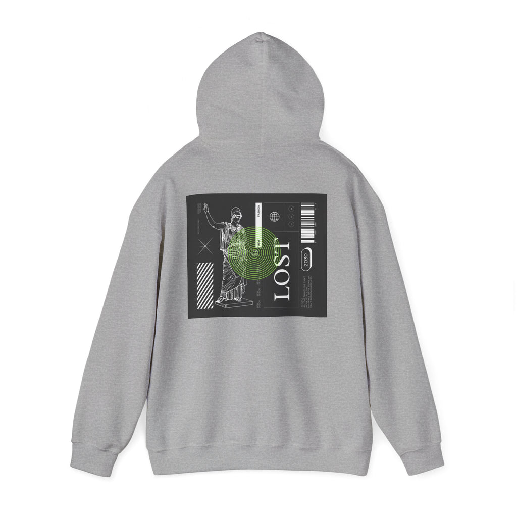 Lost World Hoodie — Vaporwave Glitch Graphic Pullover