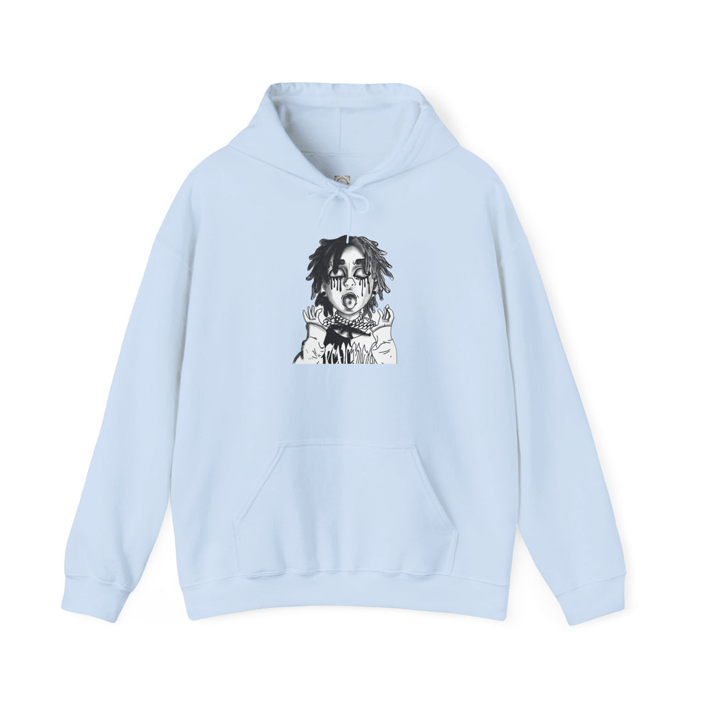 Horror Manga Hoodie — Black & White Creepy Portrait Pullover