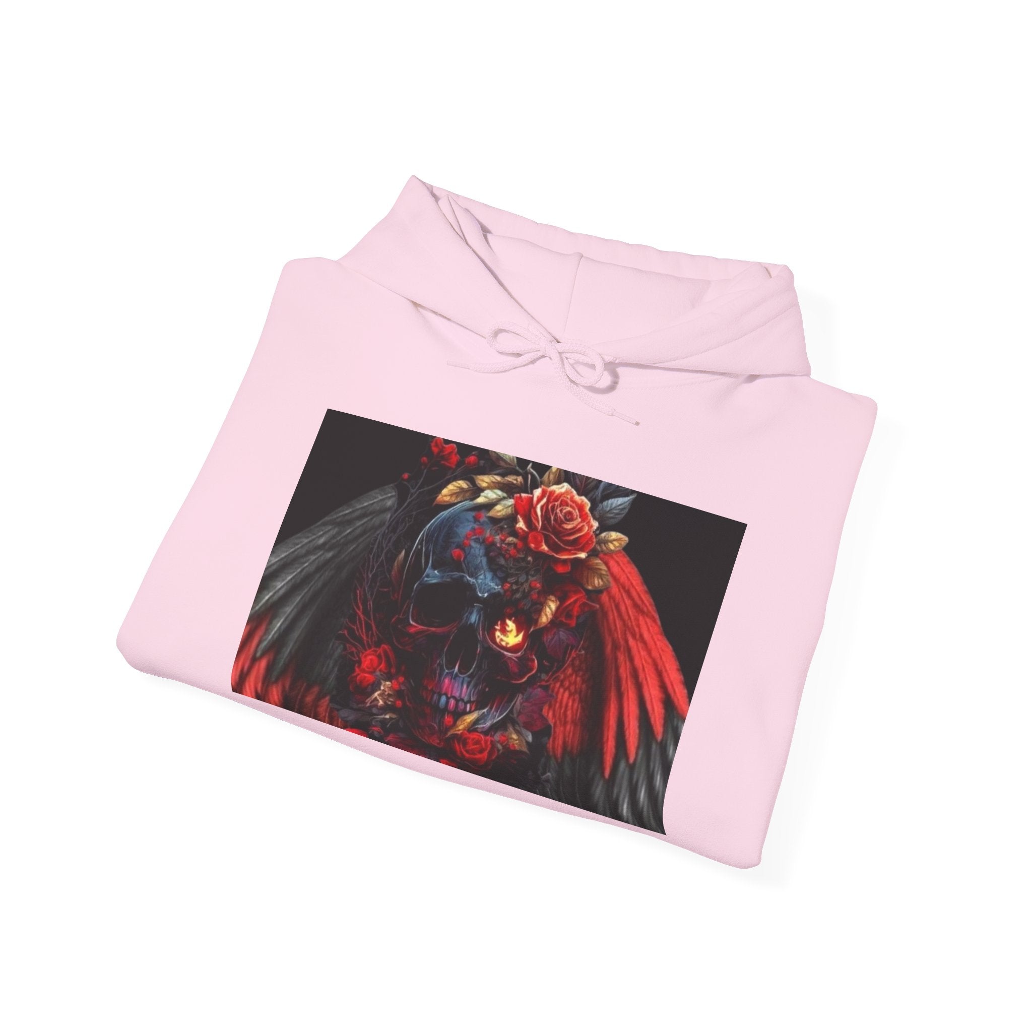 Skull Rose Wings Hoodie — Gothic Floral Skull Pullover