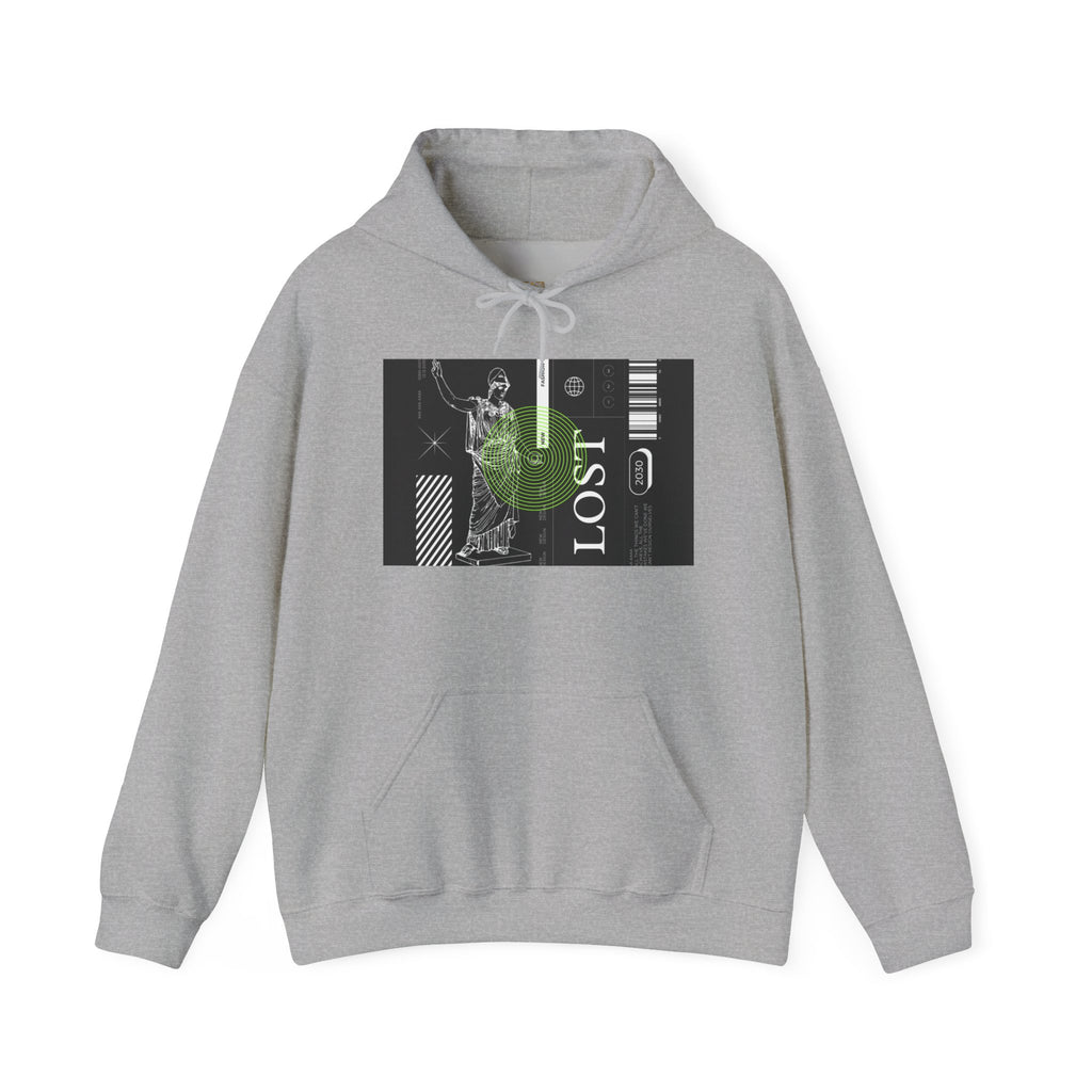 Lost World Hoodie — Vaporwave Glitch Graphic Pullover