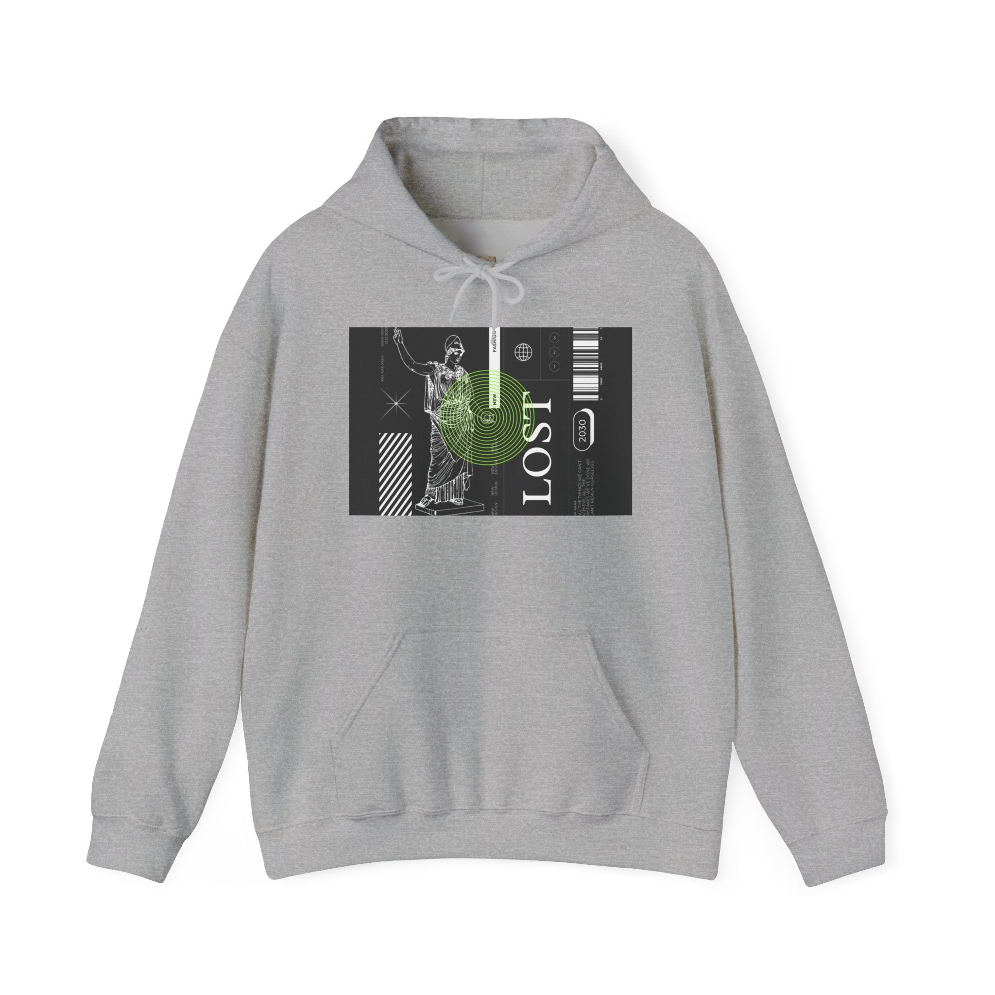 Lost World Hoodie — Vaporwave Glitch Graphic Pullover