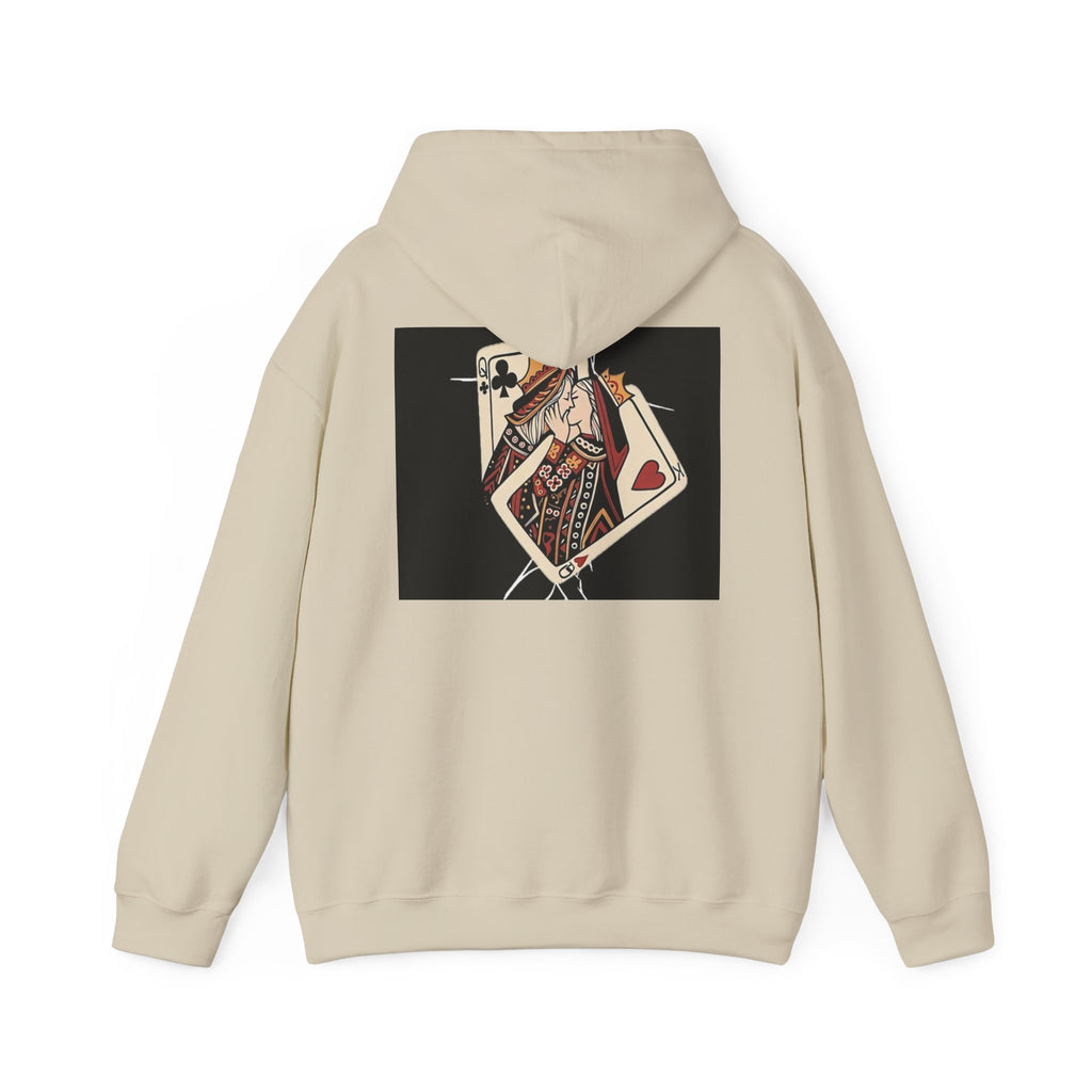 Queen of Hearts Playing Card Hoodie — Vintage Tattoo Style Card Art