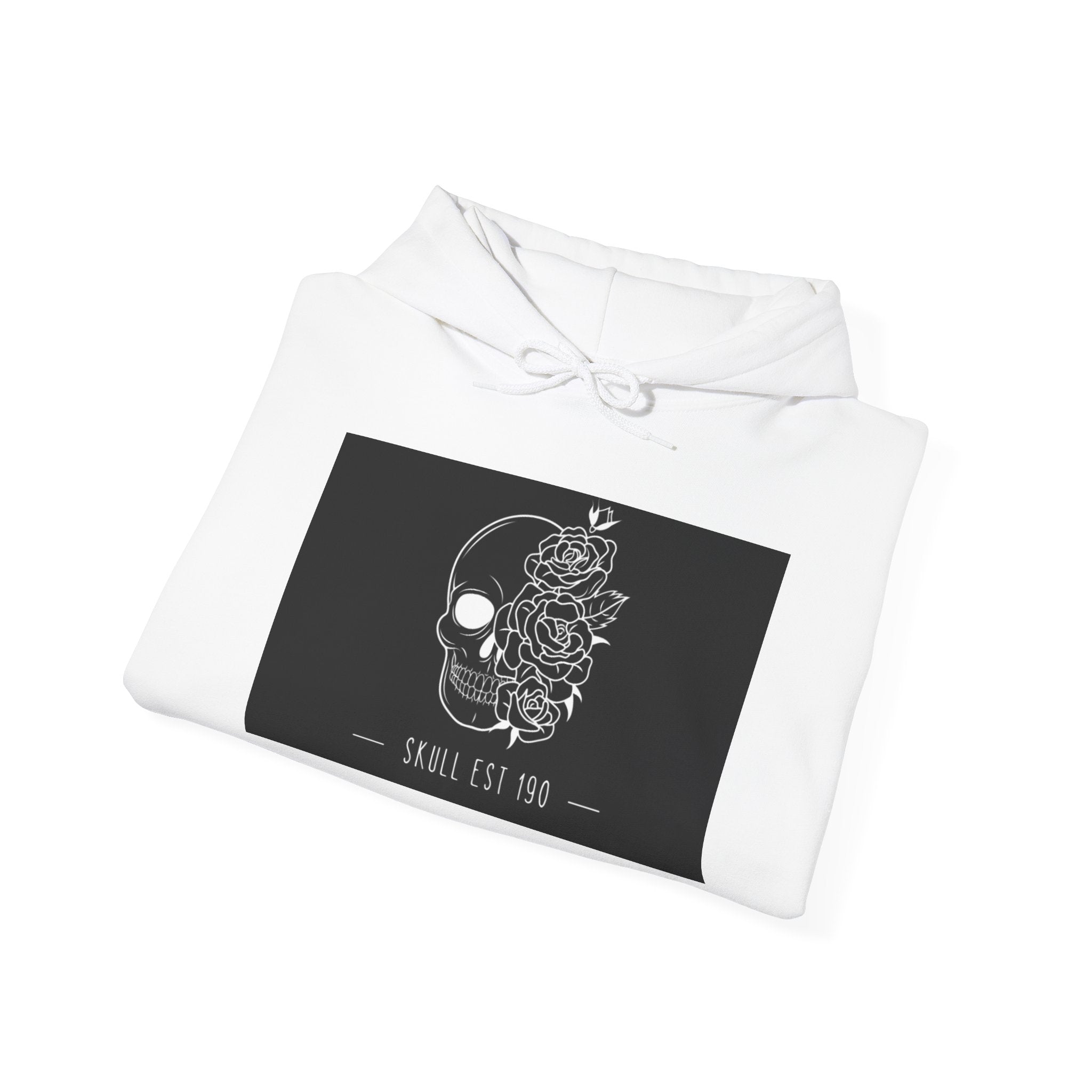Skull & Roses Hoodie — 'Skull Est 199' Gothic Graphic Pullover