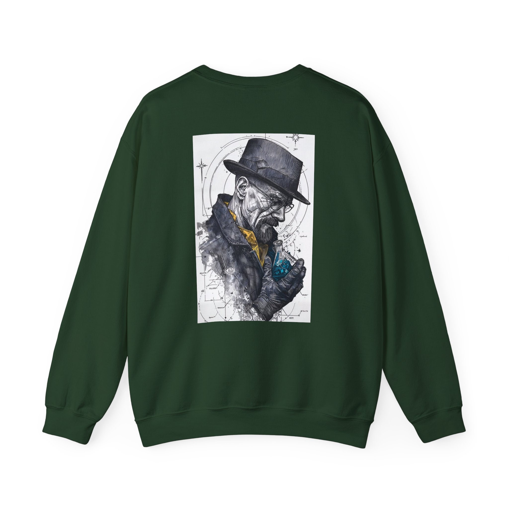 Crewneck Sweatshirt — Heisenberg Portrait with Blue Crystal Art