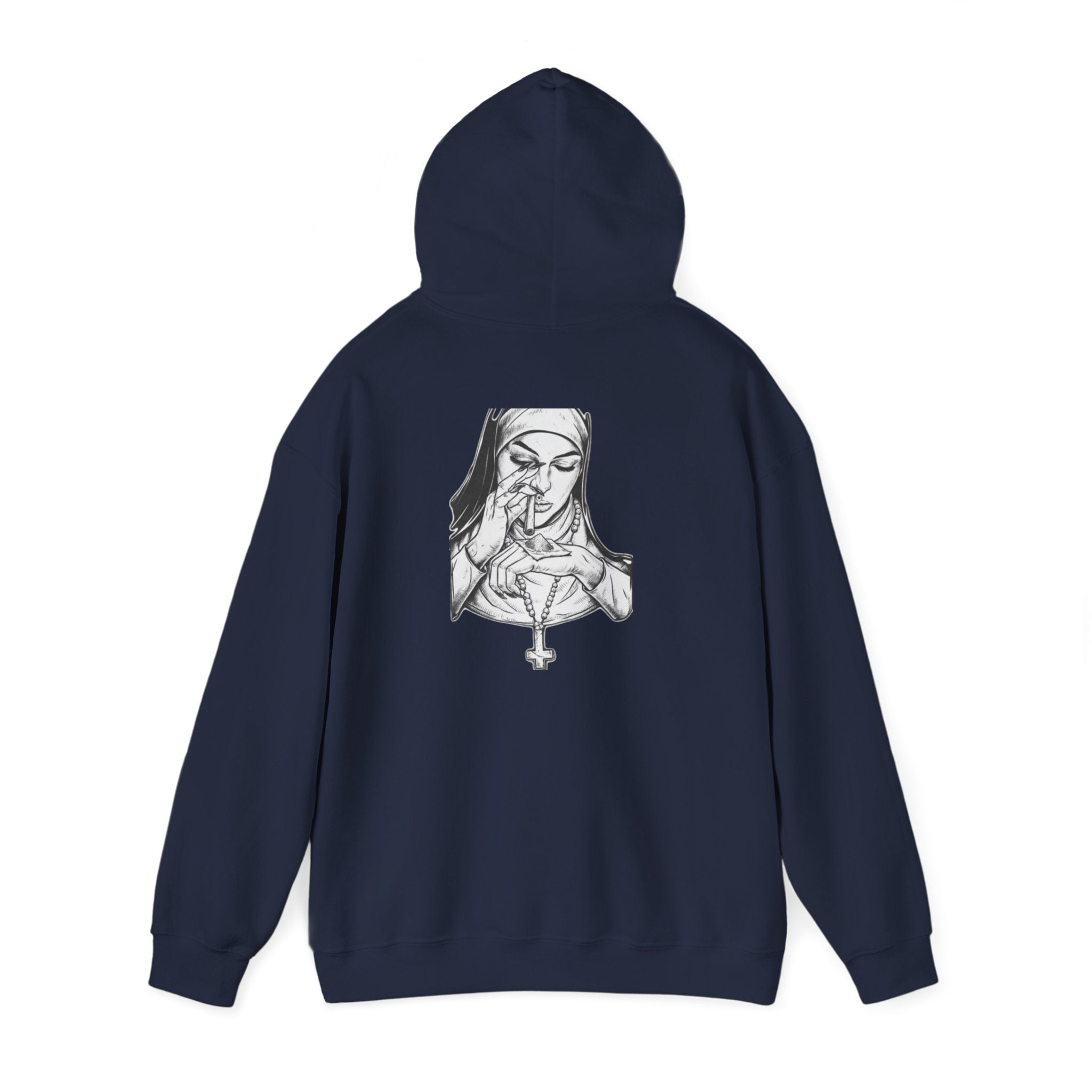 Praying Nun Graphic Hoodie – Gothic Religious Illustration Sweatshirt
