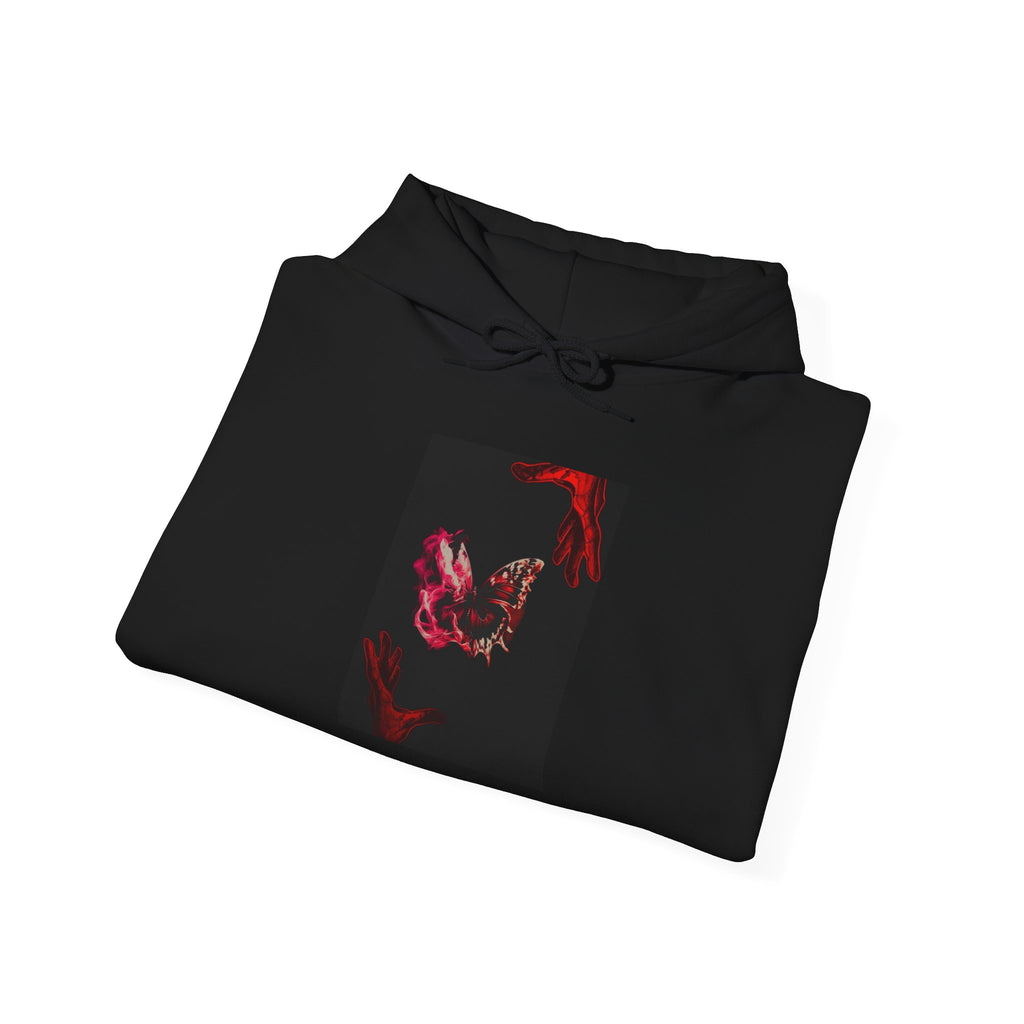 Floral Smoke Hoodie — Dark Red Rose Graphic Hooded Sweatshirt