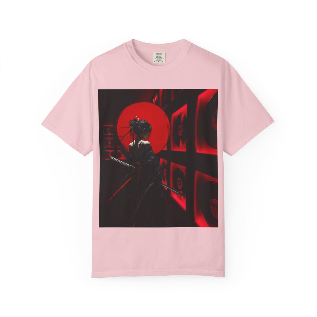 Red Moon Samurai T-Shirt — Dramatic Anime Art Tee with 'LEGACIESS' Back Logo