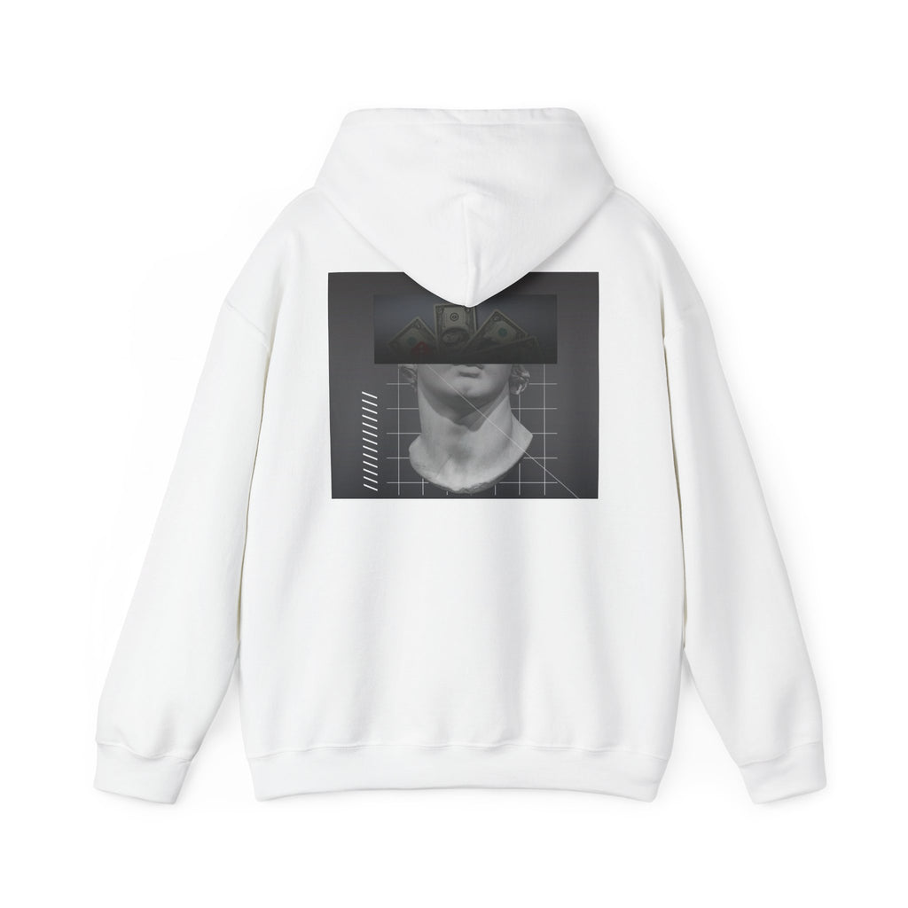 Graphic Hoodie — Black & White Glitch Portrait Hoodie