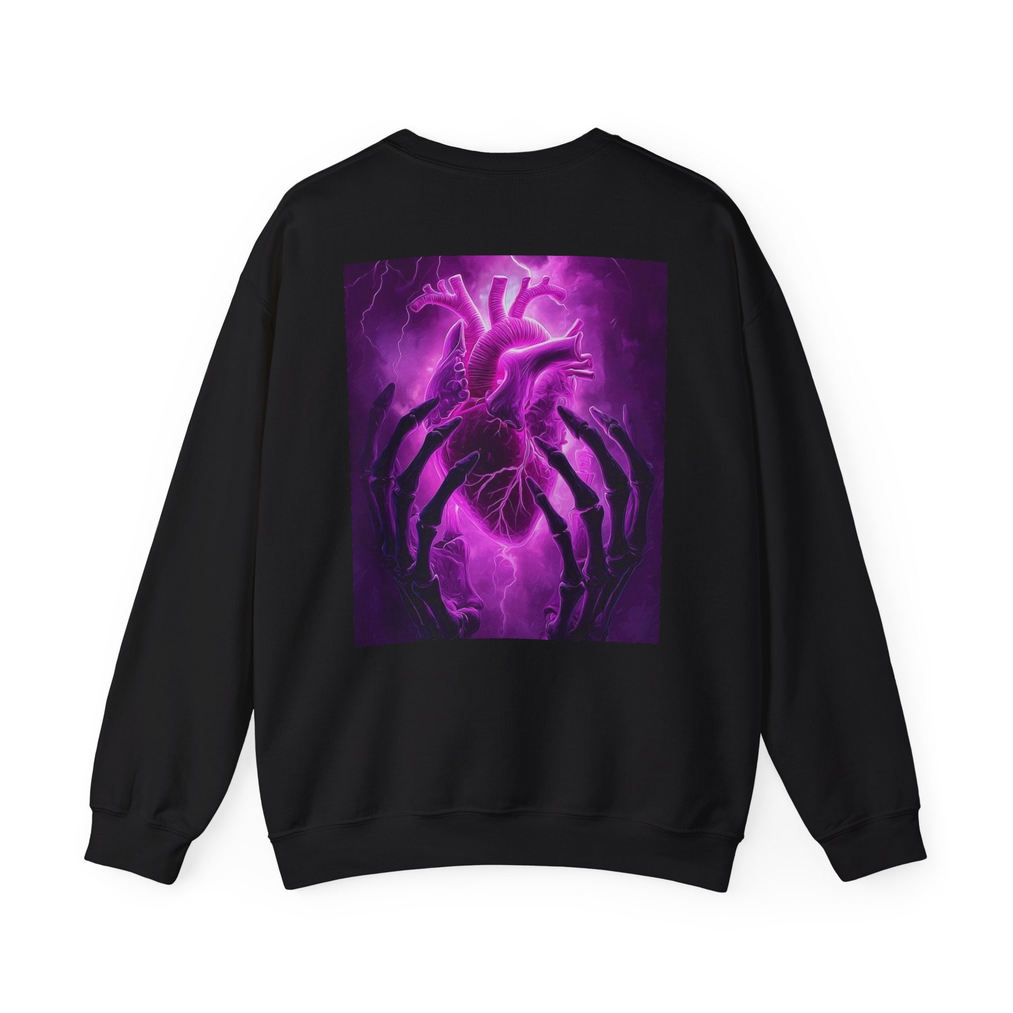 Crewneck Sweatshirt — Purple Lightning Anatomical Heart Graphic