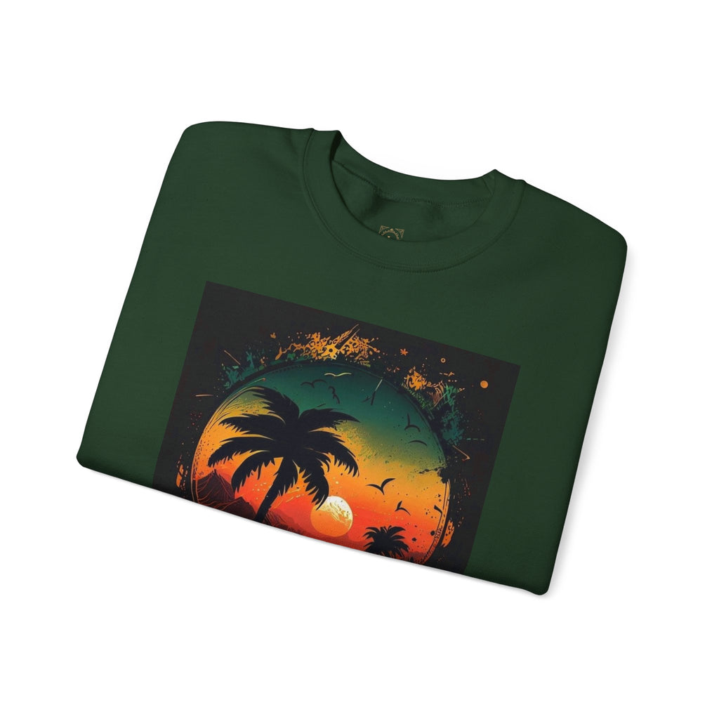 Sunset Island Sweatshirt — Tropical Palm Sunset Crewneck