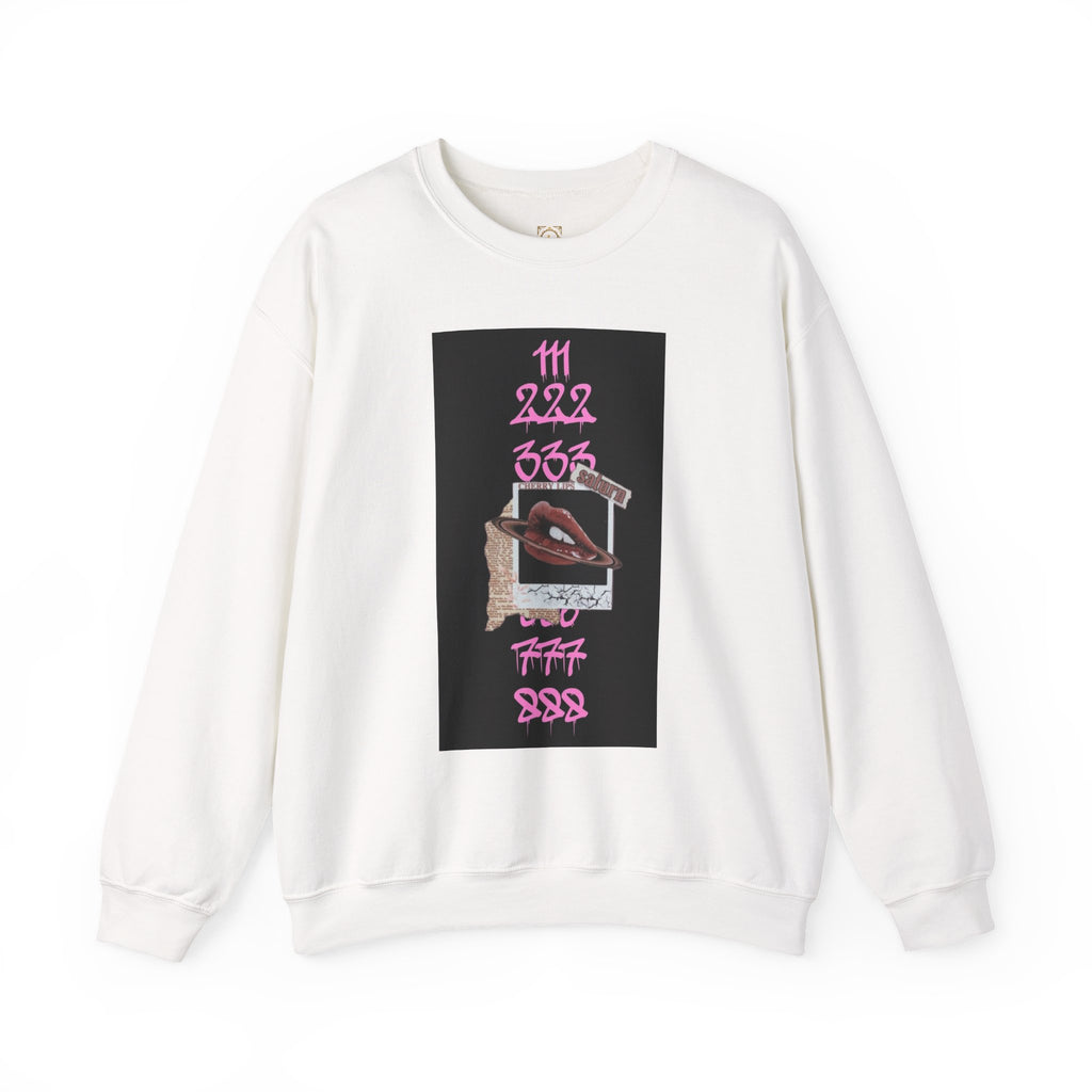 Crewneck Sweatshirt — Vintage Phone Collage with Pink Numbers & 'LEGACIESS' Back Logo