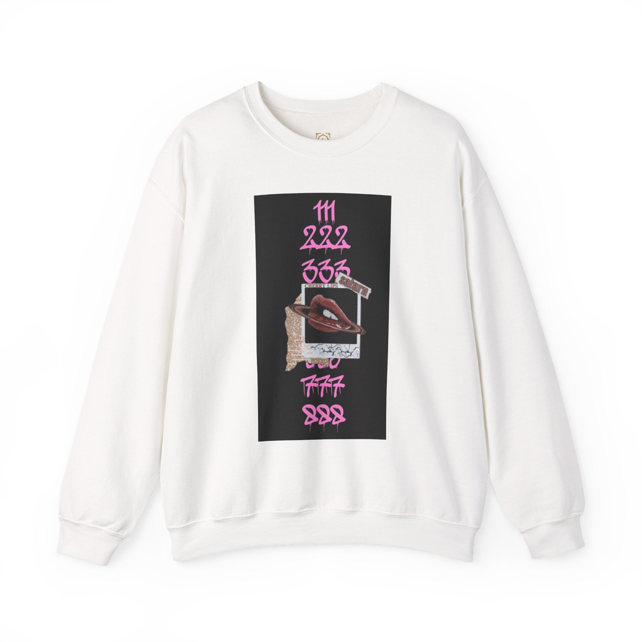 Crewneck Sweatshirt — Vintage Phone Collage with Pink Numbers & 'LEGACIESS' Back Logo