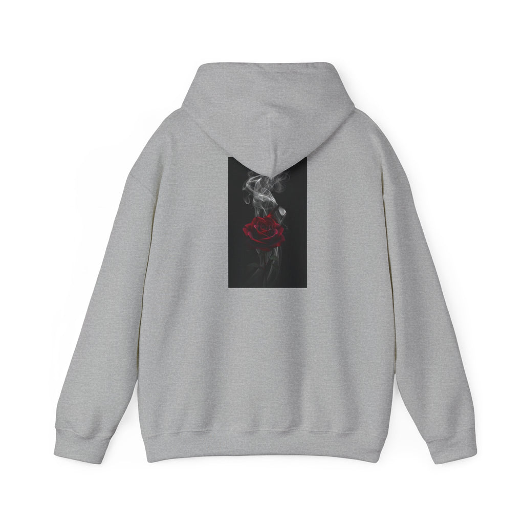 Smoky Red Rose Hoodie — Gothic Floral Hooded Sweatshirt