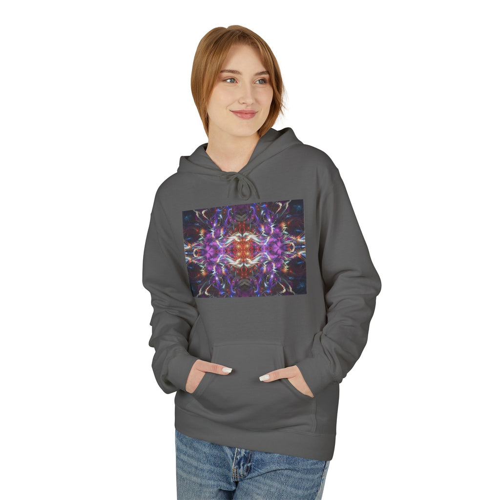 Kaleidoscope Neon Abstract Hoodie — Psychedelic Symmetry Graphic Sweatshirt