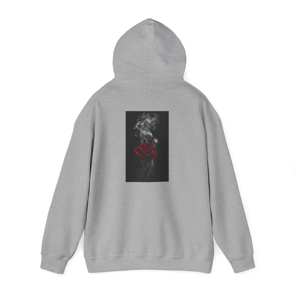 Smoky Red Rose Hoodie — Gothic Floral Hooded Sweatshirt
