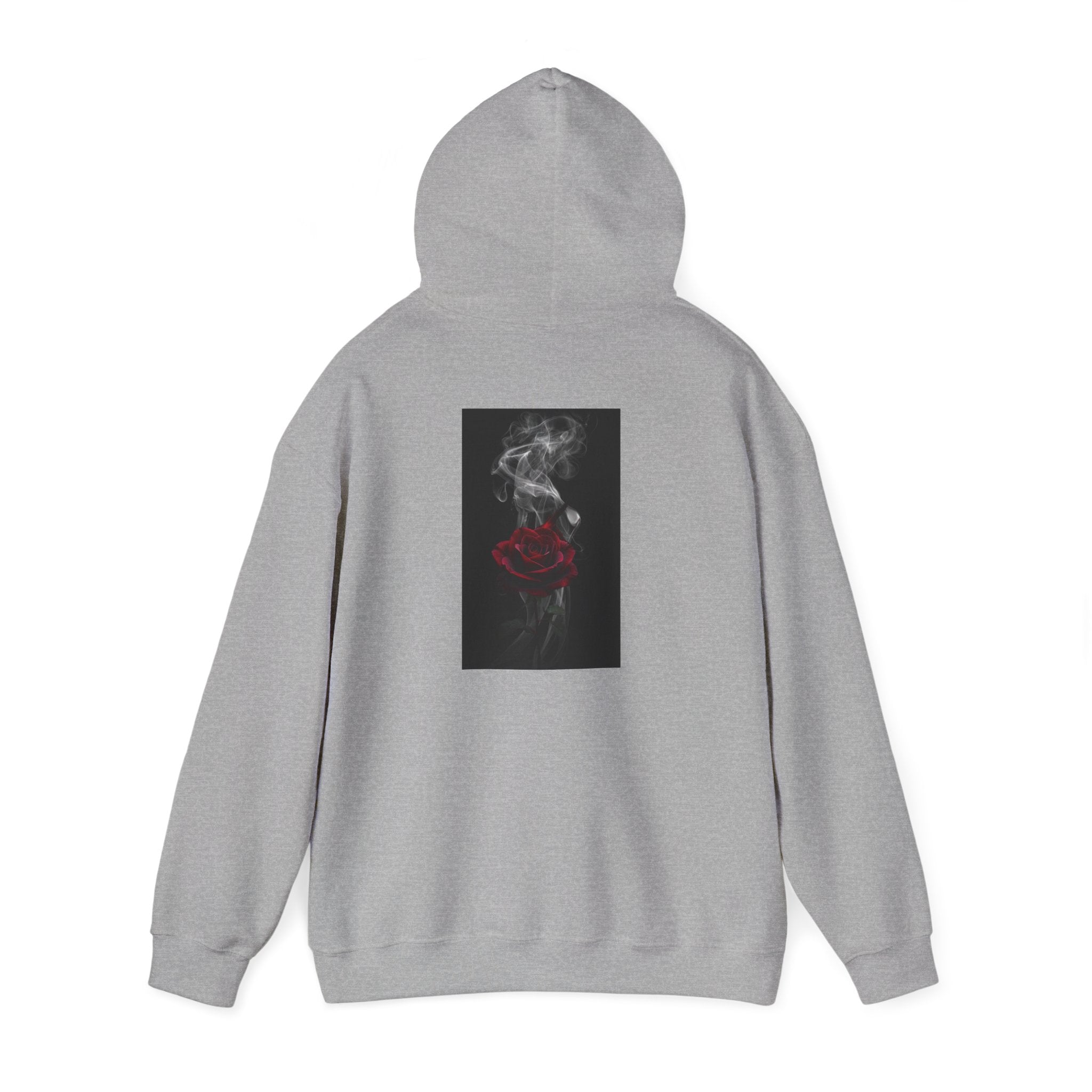 Smoky Red Rose Hoodie — Gothic Floral Hooded Sweatshirt