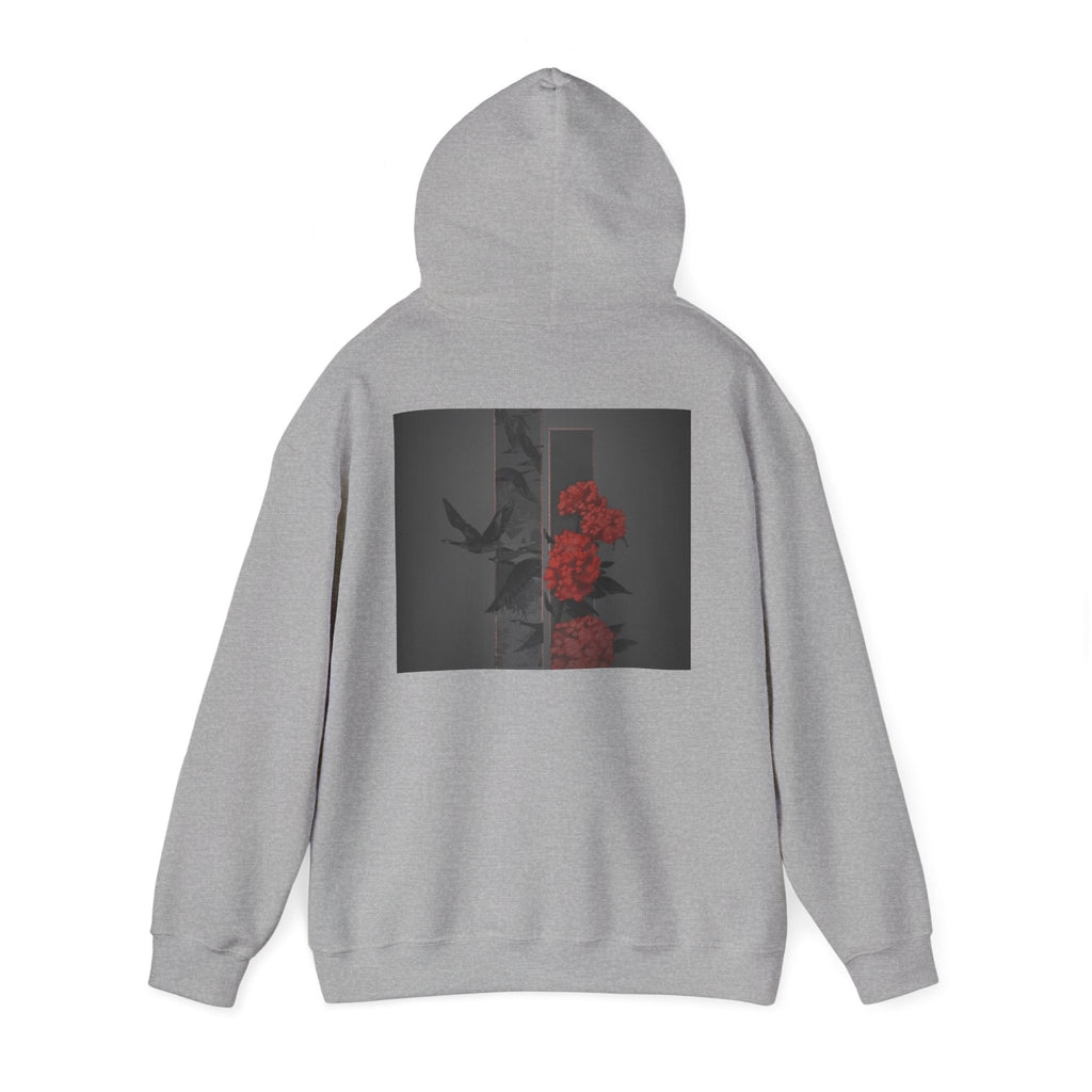 Floral Noir Hoodie — Red Roses on Dark Background