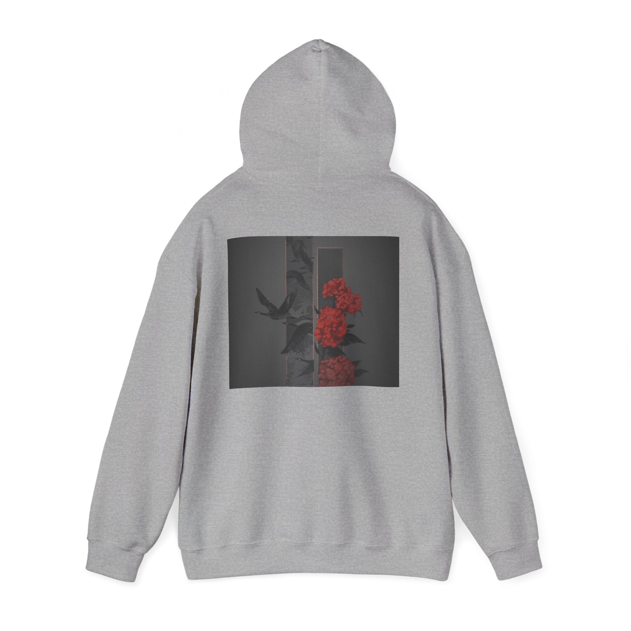 Floral Noir Hoodie — Red Roses on Dark Background