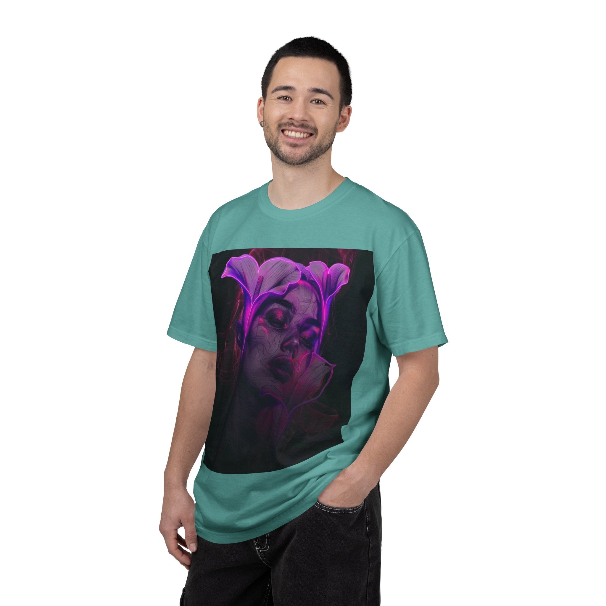 Mystic Purple Portrait T‑Shirt — Legaciess Logo Back