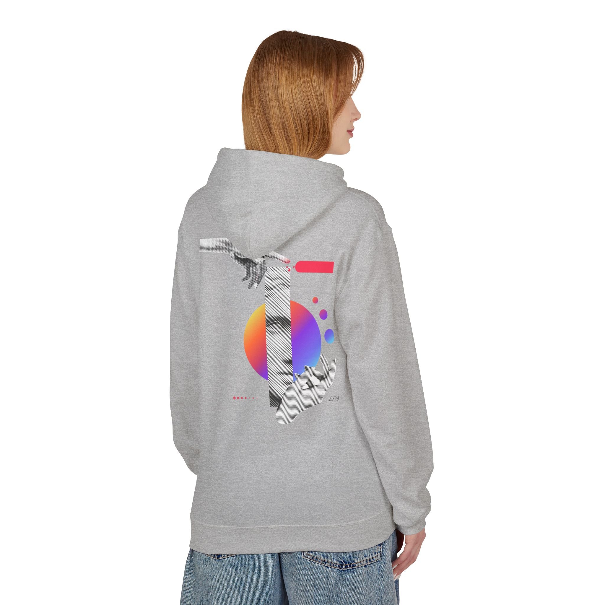Hoodie — Abstract Hands & Gradient Orb Art Sweatshirt