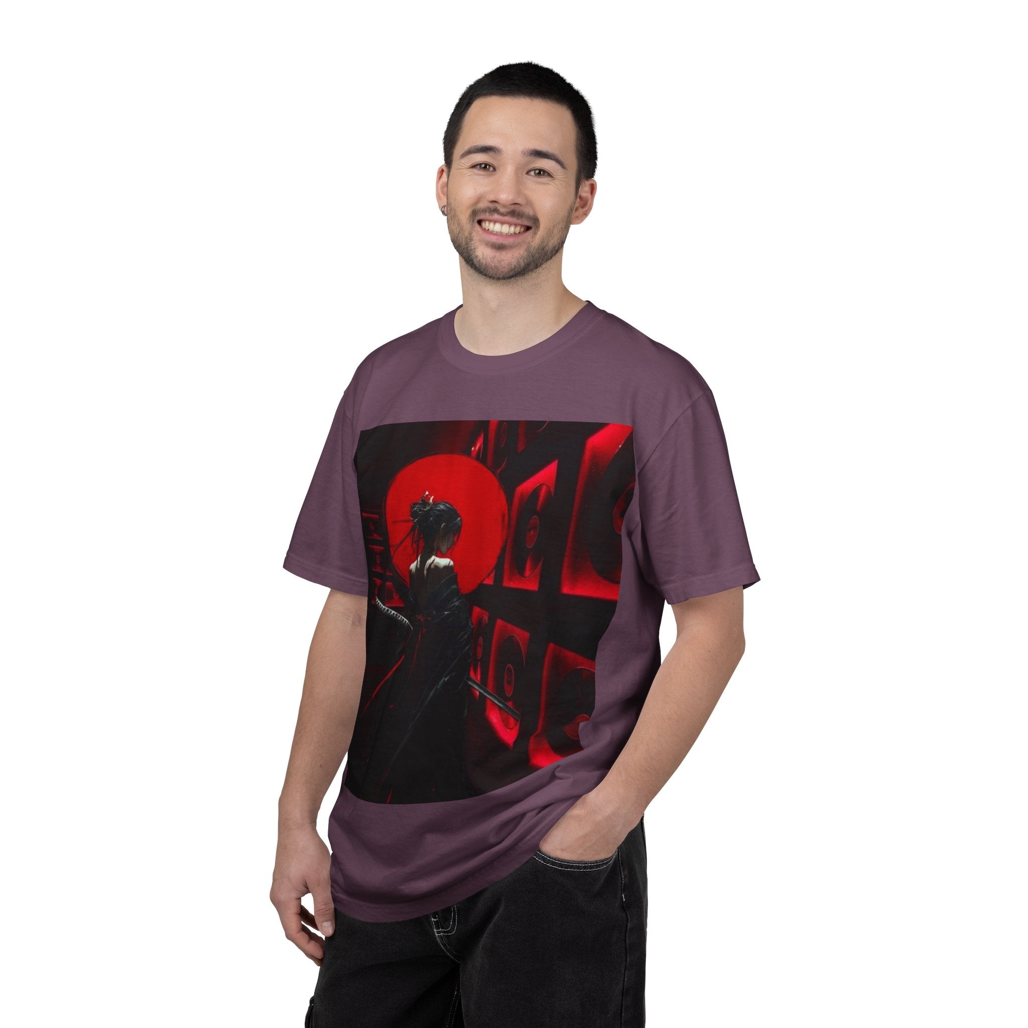 Red Moon Samurai T-Shirt — Dramatic Anime Art Tee with 'LEGACIESS' Back Logo