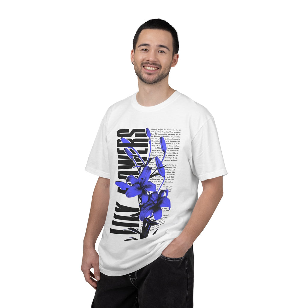 Floral Legacy Graphic T-Shirt — Bold Blue Orchid Design