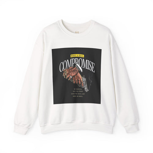 Compromise Graphic Sweatshirt — Vintage Handshake & Revolver Design