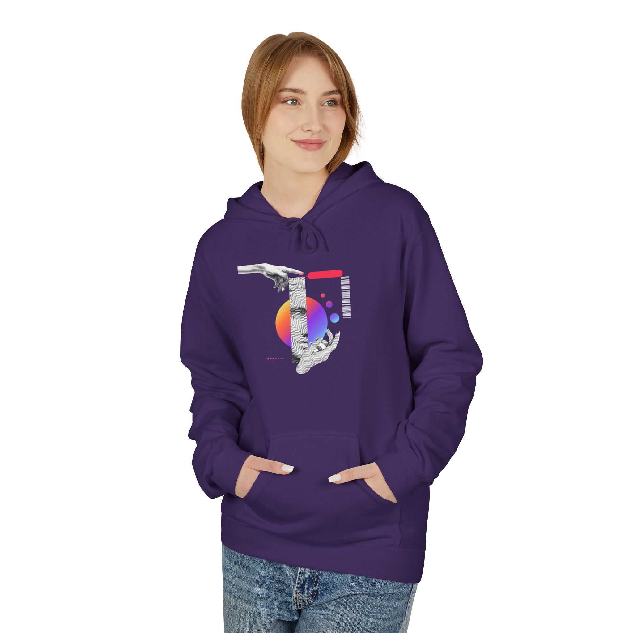 Hoodie — Abstract Hands & Gradient Orb Art Sweatshirt