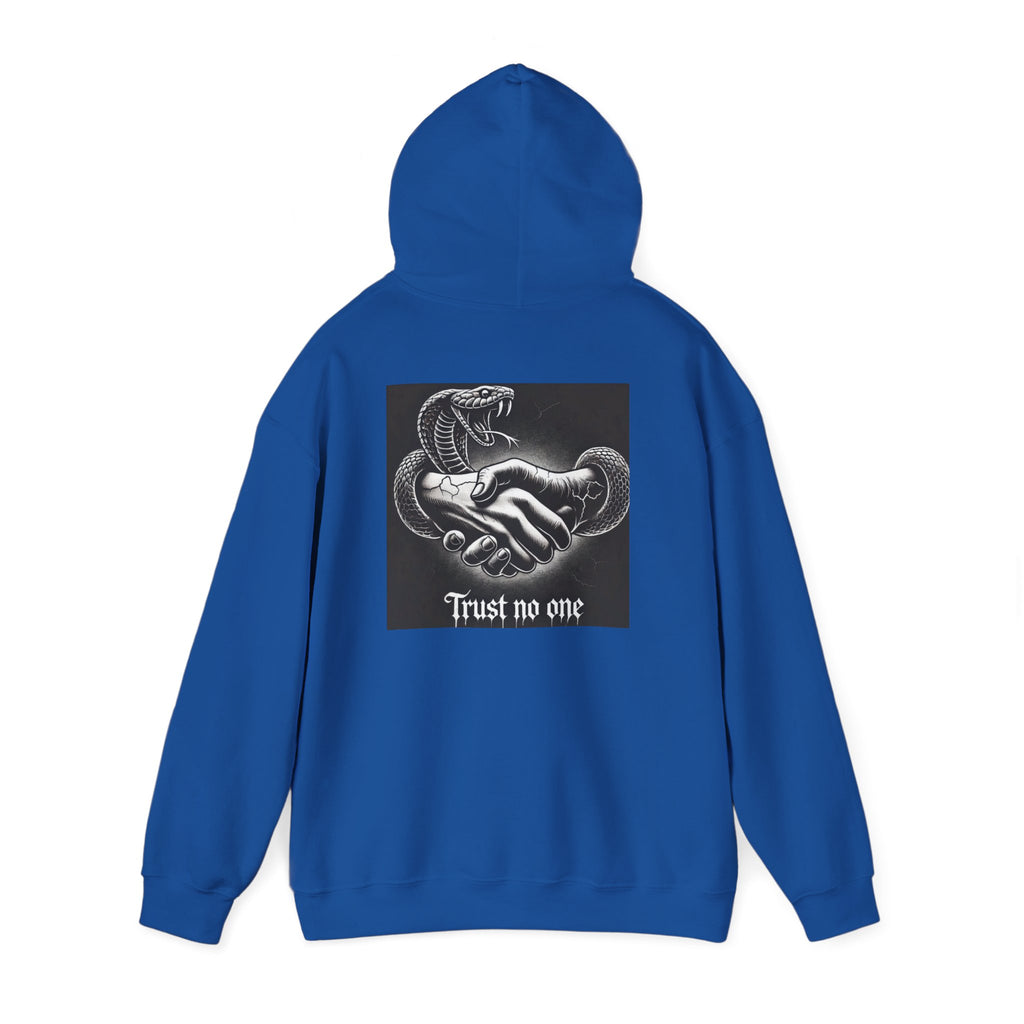Trust No One Hoodie — Snake Handshake Graphic Hoodie