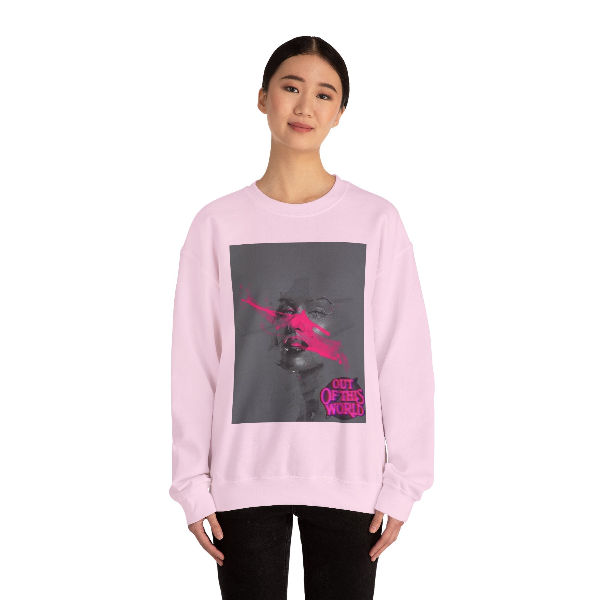 Graphic Sweatshirt — 'Out of This World' Neon Portrait Crewneck