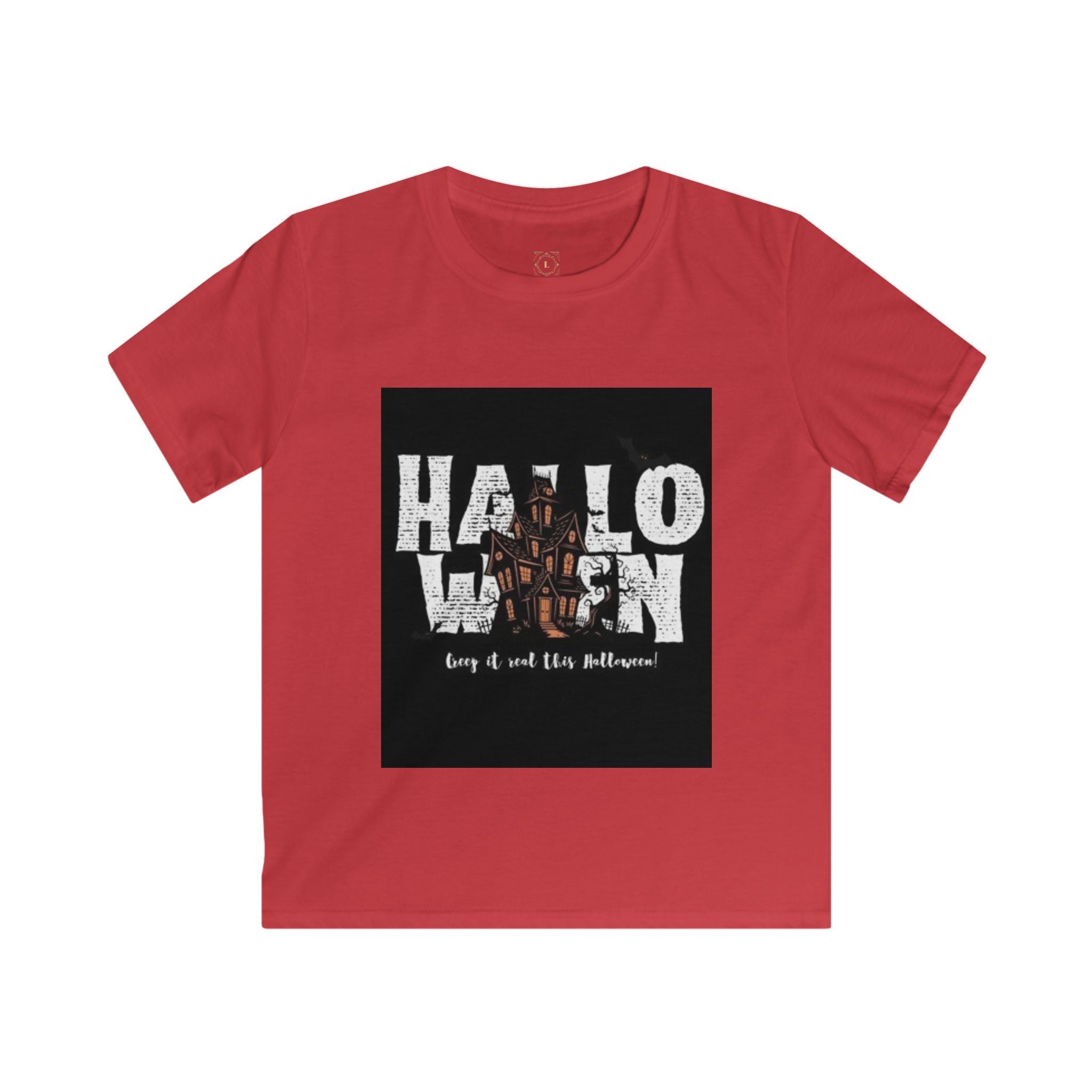 Halloween Haunted House Kids Tee — "Happy Halloween" Graphic T‑Shirt for Kids