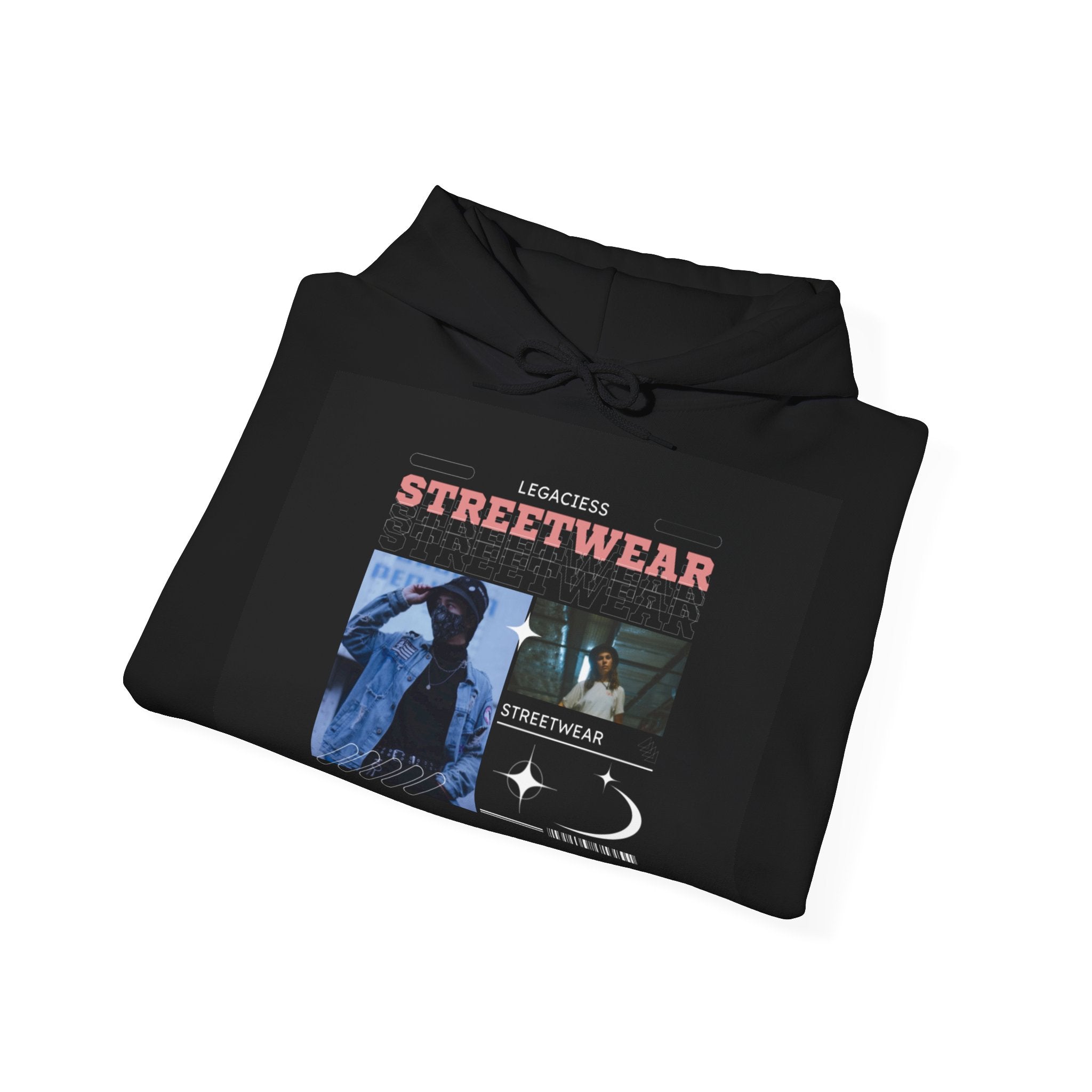 Streetwear Collage Hoodie — Retro Urban Graphic Sweatshirt