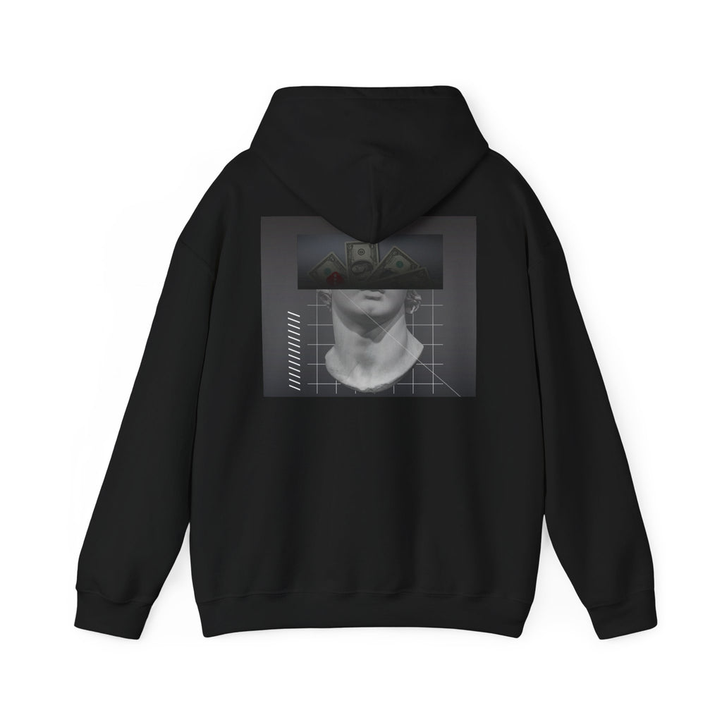 Graphic Hoodie — Black & White Glitch Portrait Hoodie