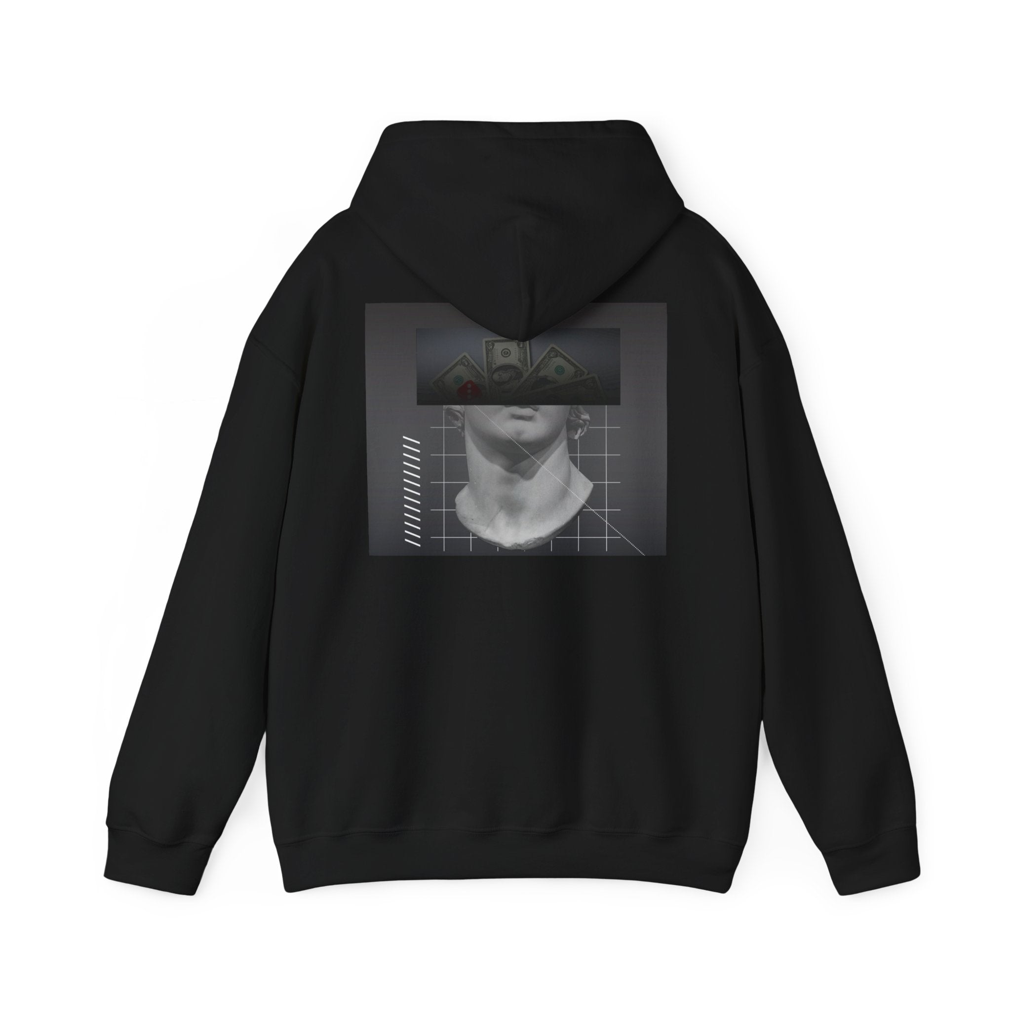 Graphic Hoodie — Black & White Glitch Portrait Hoodie