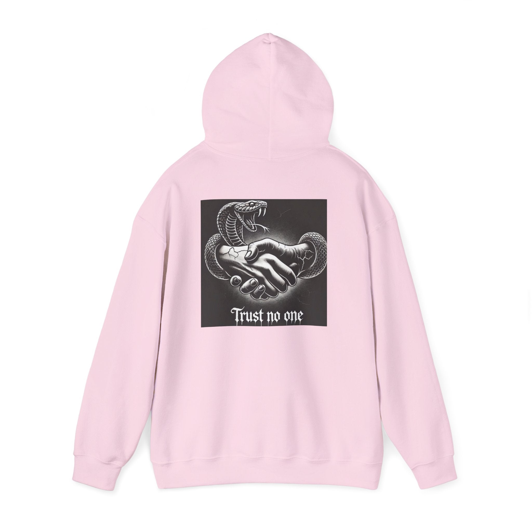 Trust No One Hoodie — Snake Handshake Graphic Hoodie
