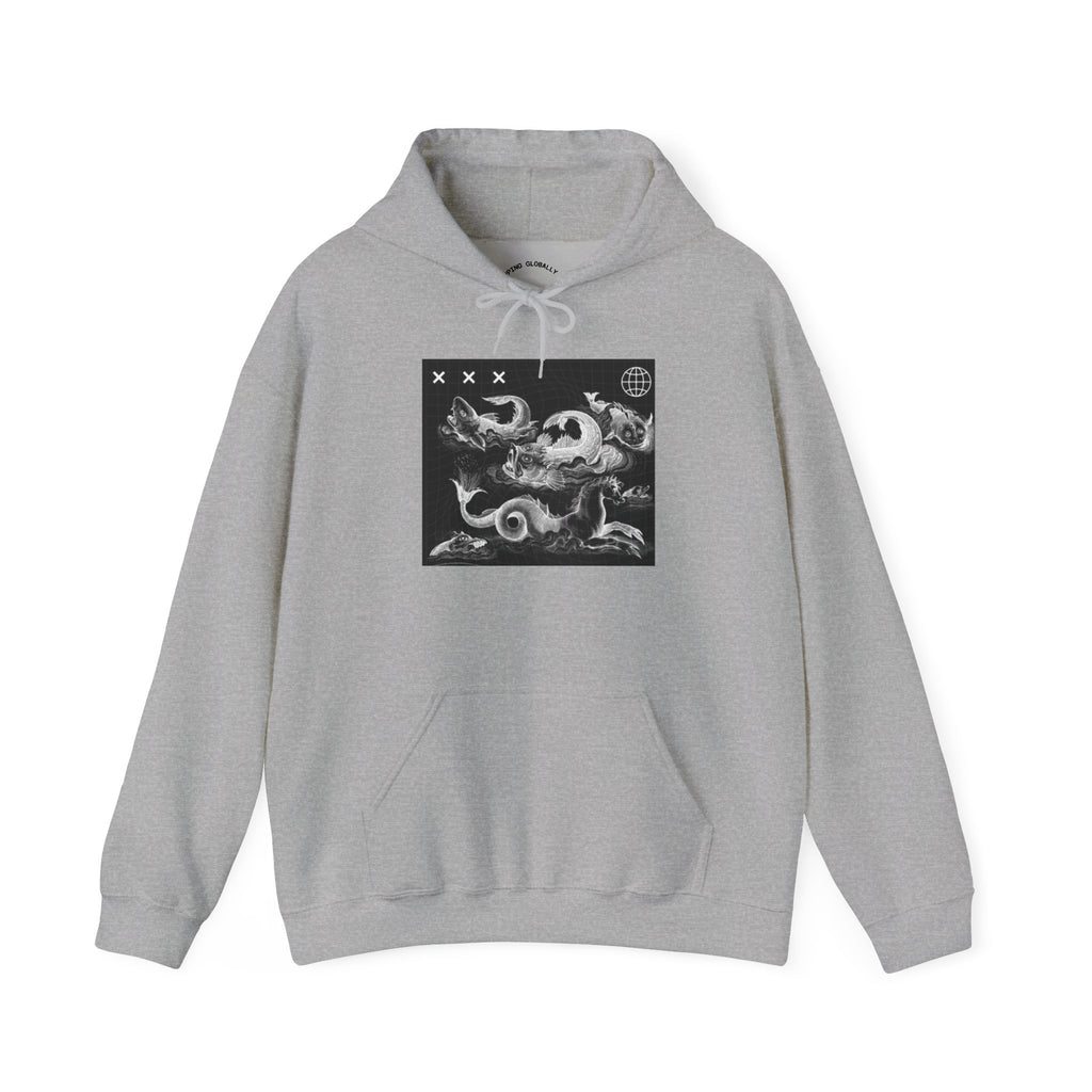 Skull Waves Hoodie — Gothic Nautical Skull Graphic Pullover
