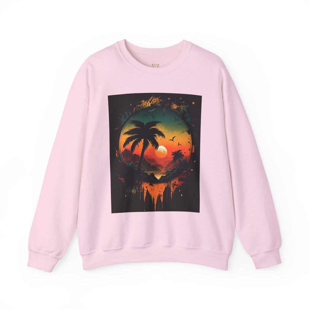 Sunset Island Sweatshirt — Tropical Palm Sunset Crewneck