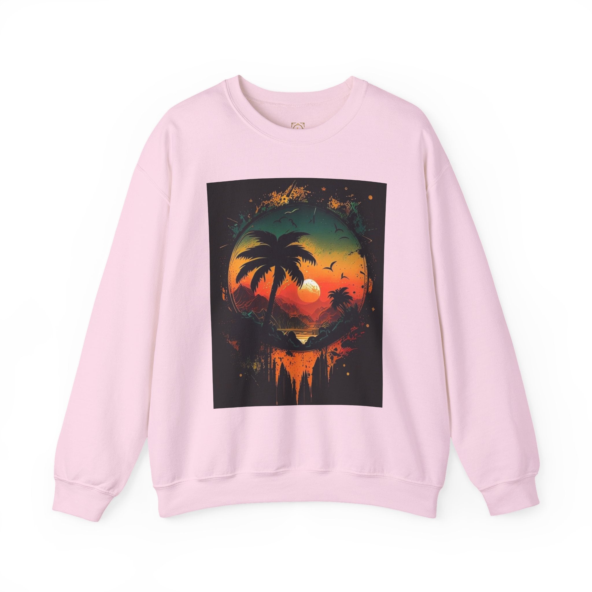 Sunset Island Sweatshirt — Tropical Palm Sunset Crewneck